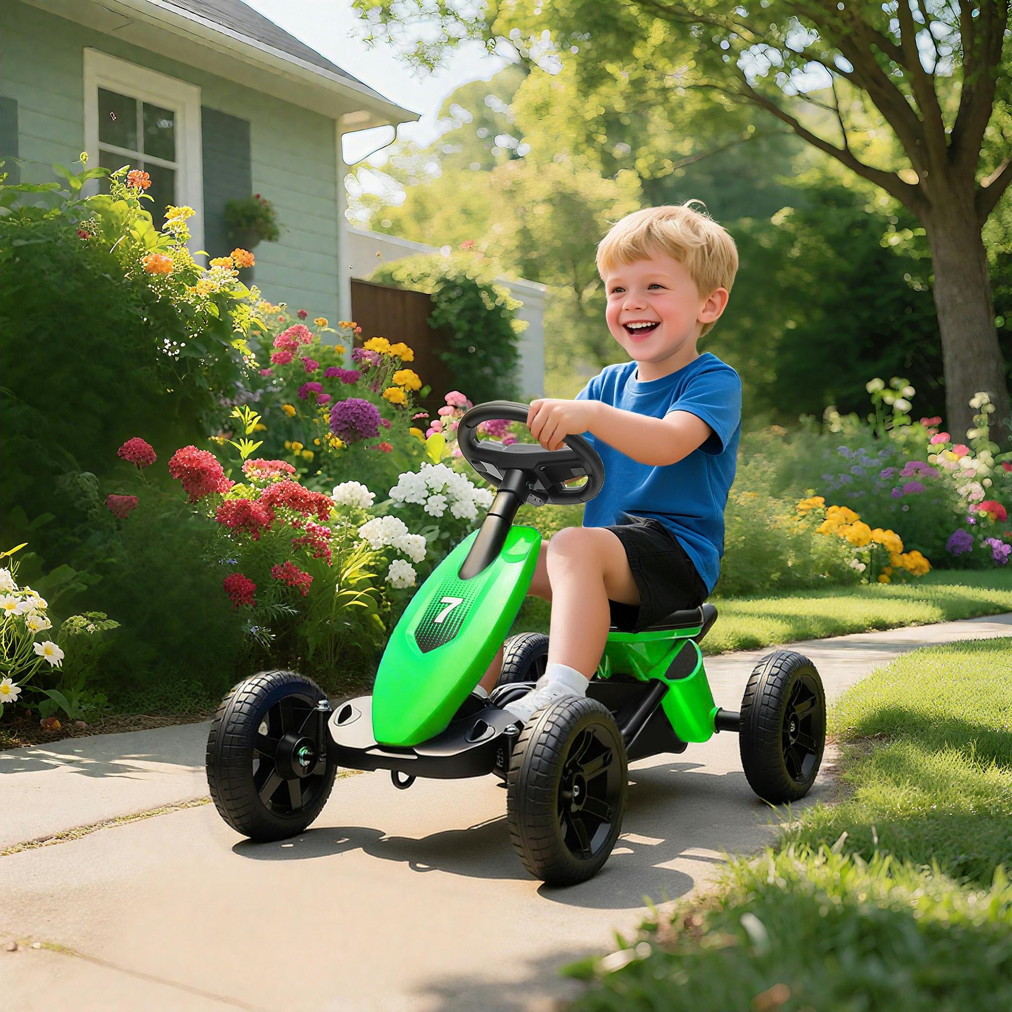 Tommy Toys Kids Pedal Go Kart - Large - Green - Image 7