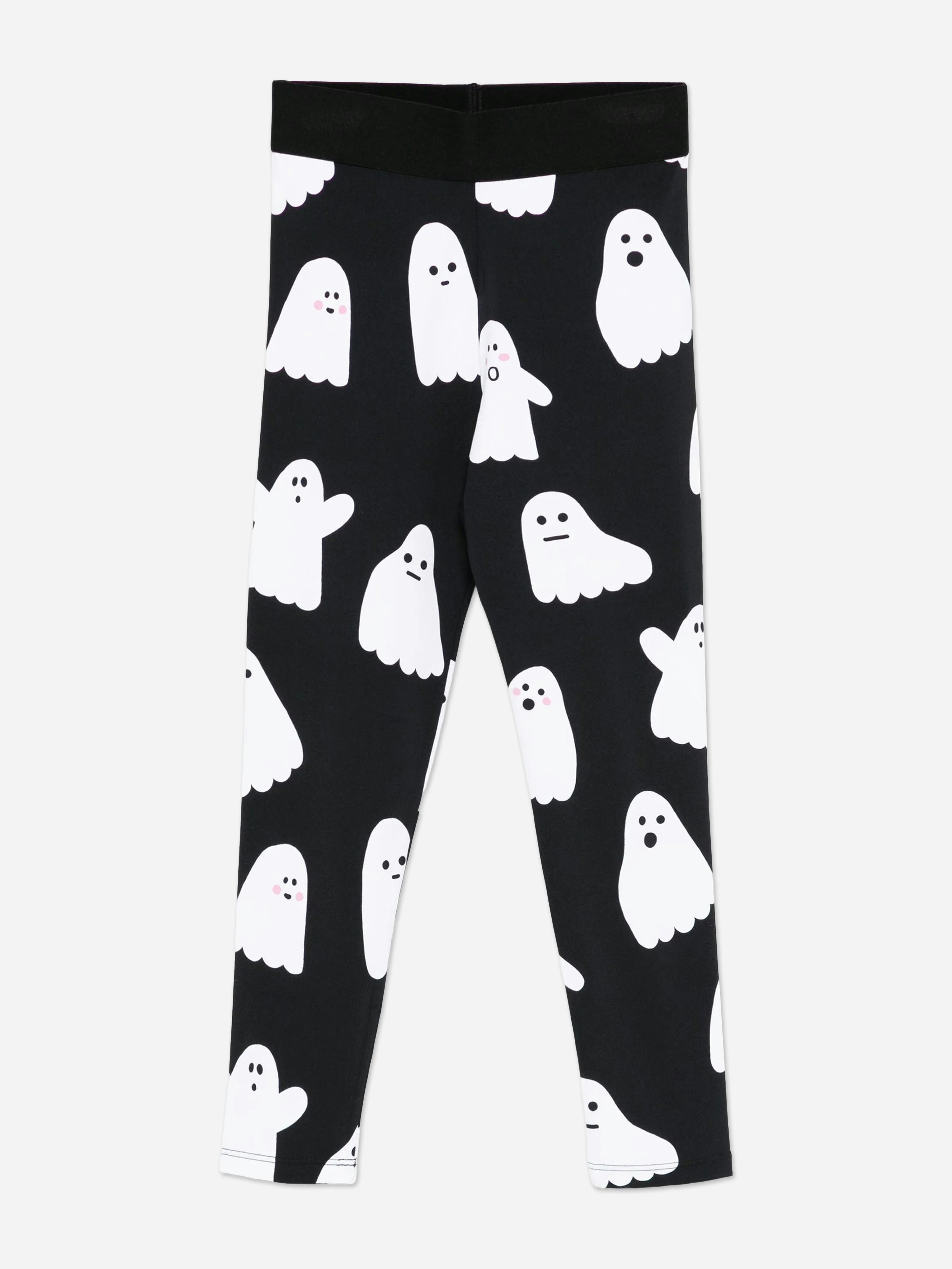 Stella Mccartney Kids Girls Black Stella Mccartney Ghosts Aop Leggings In - 2 Yrs