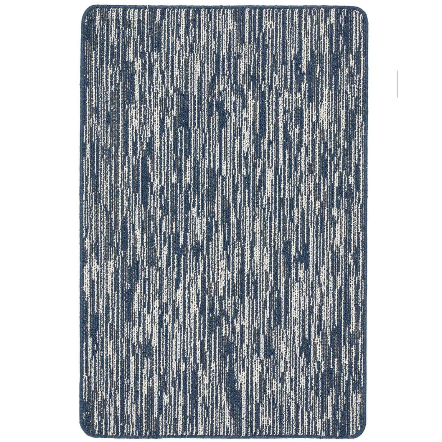 Rackhams Blue Washable Broken Striped Mat And Runner - 67X100 Cm