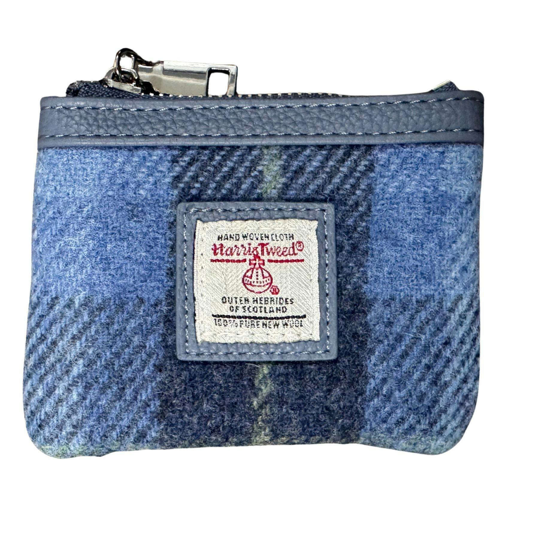 Love Emvy Blue Tartan Purse Made With Genuine Harris Tweed - Steel