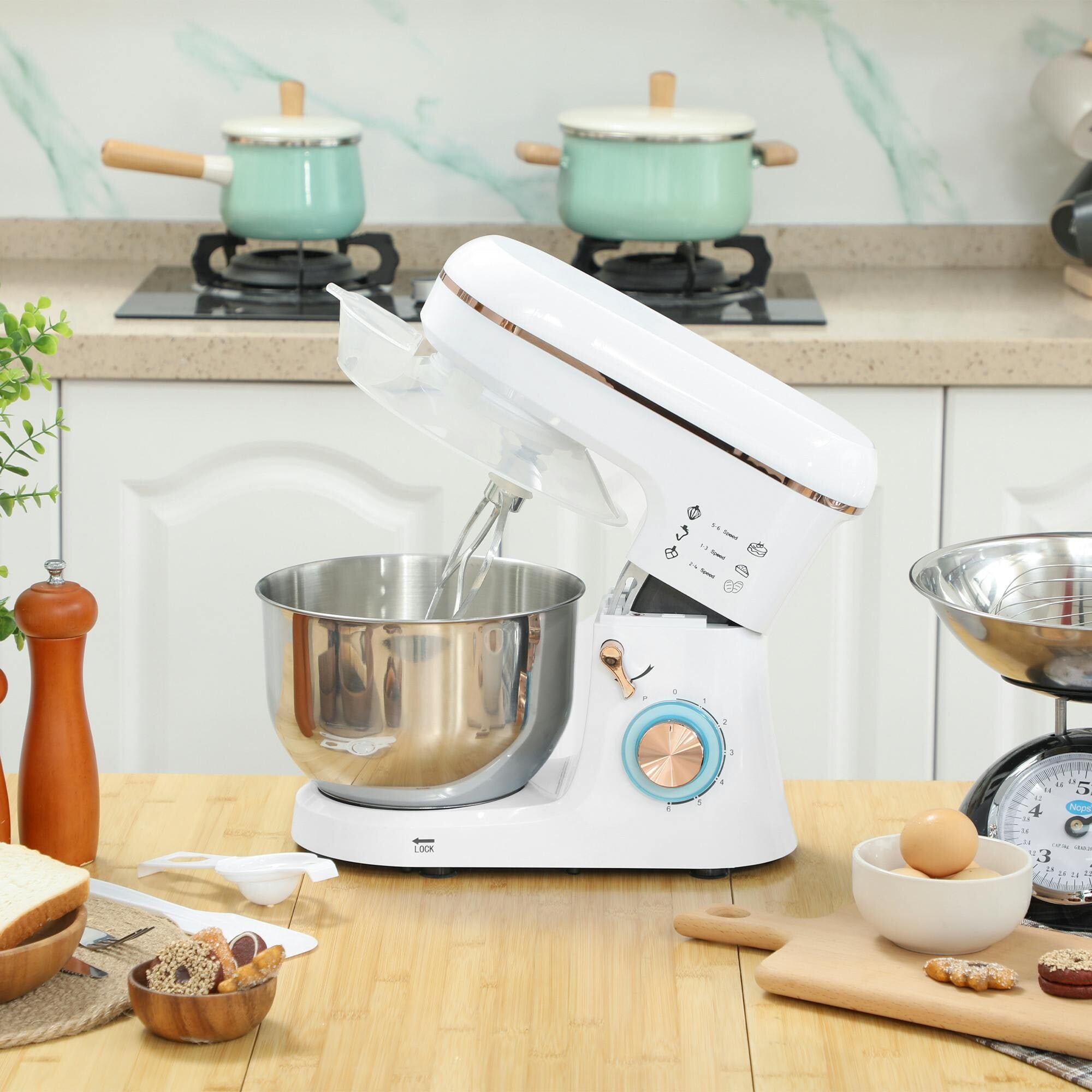 Homcom Electric Stand Mixer, 5L Food Mixer With Dough Hook, Whisk