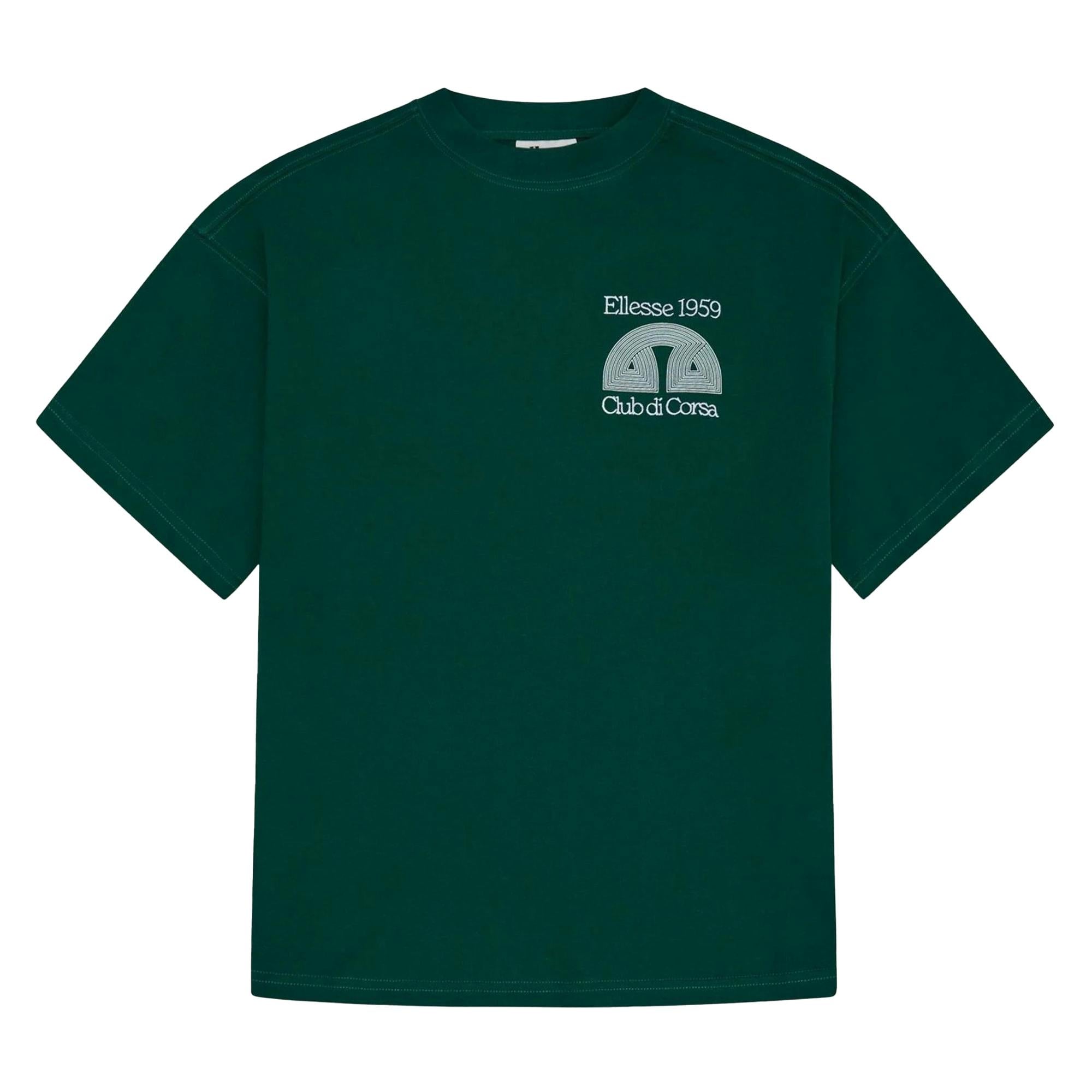 Ellesse Men's Dark/Green Club Di Corsa T-Shirt - Xl - 100% Cotton