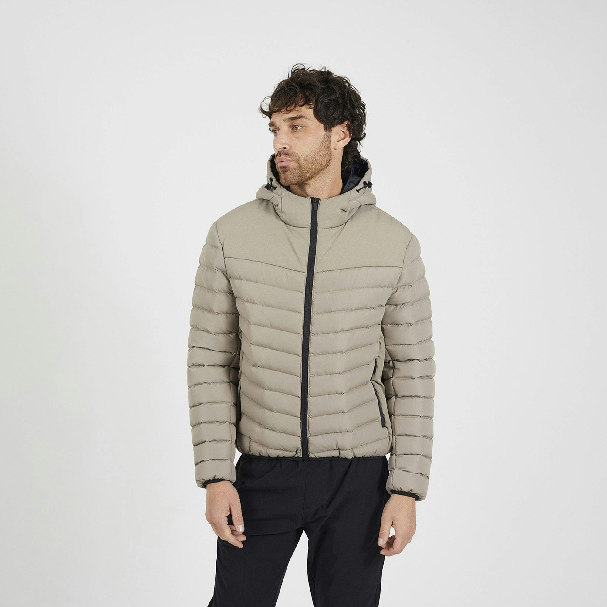 Brave Soul Padded Hooded Jacket - Taupe - Taupe - Xl