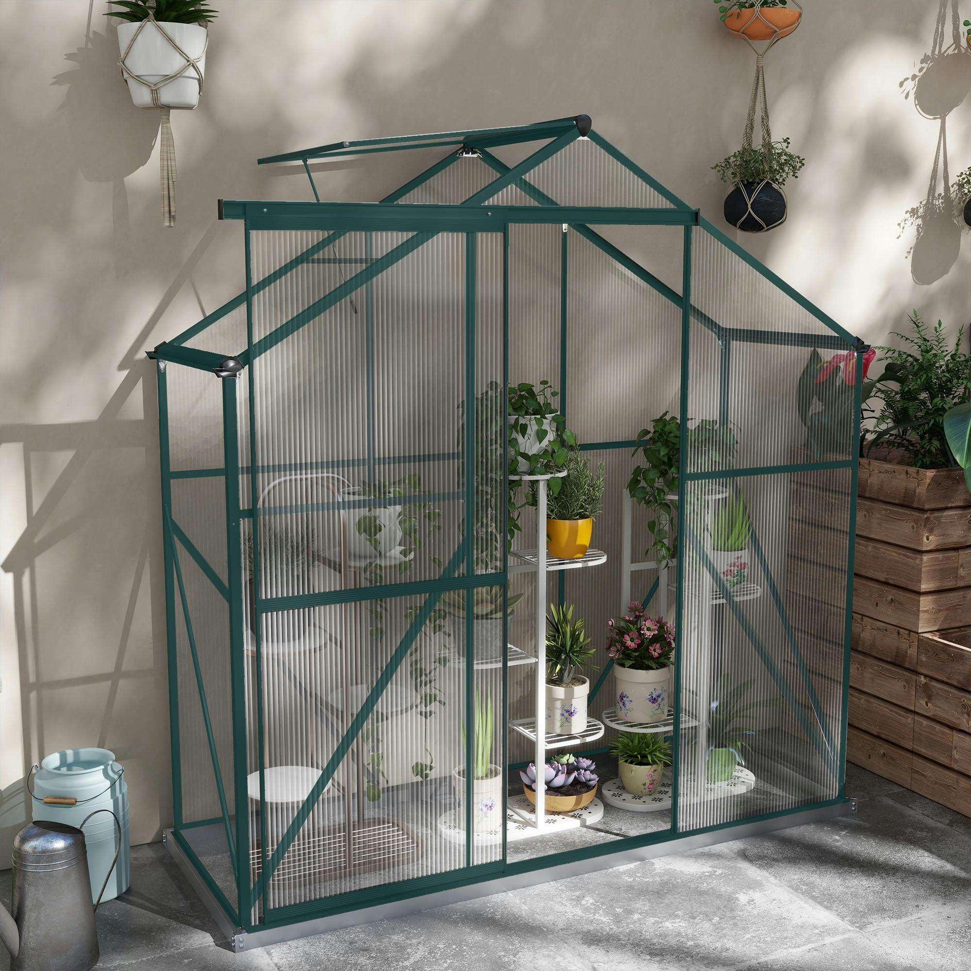 Rackhams Green/Dark/Grey 6 X 2.5Ft Polycarbonate House Aluminium House,