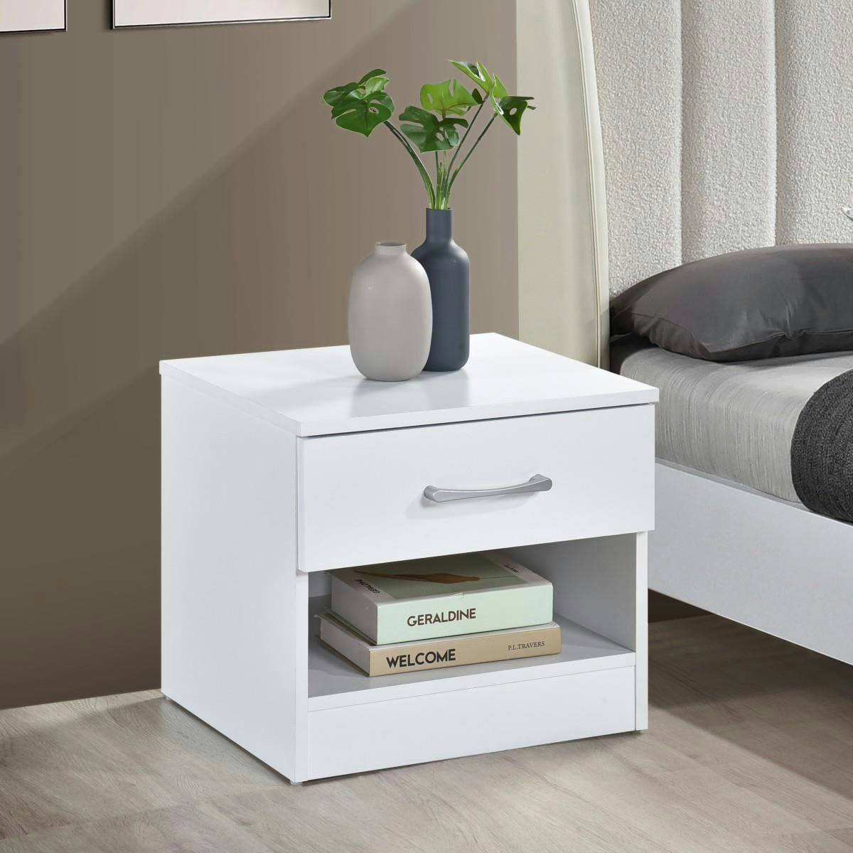 Swish Furniture Highbury Bedside Table - White - 1 Drawer - Image 2