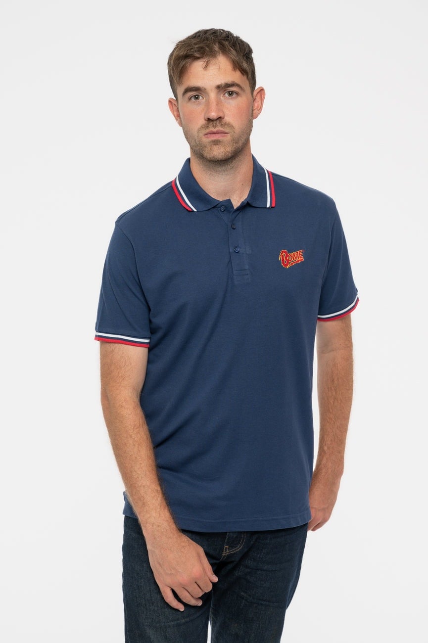 Paradiso Clothing Unisex Blue David Bowie Flash Logo Polo Shirt - Xl