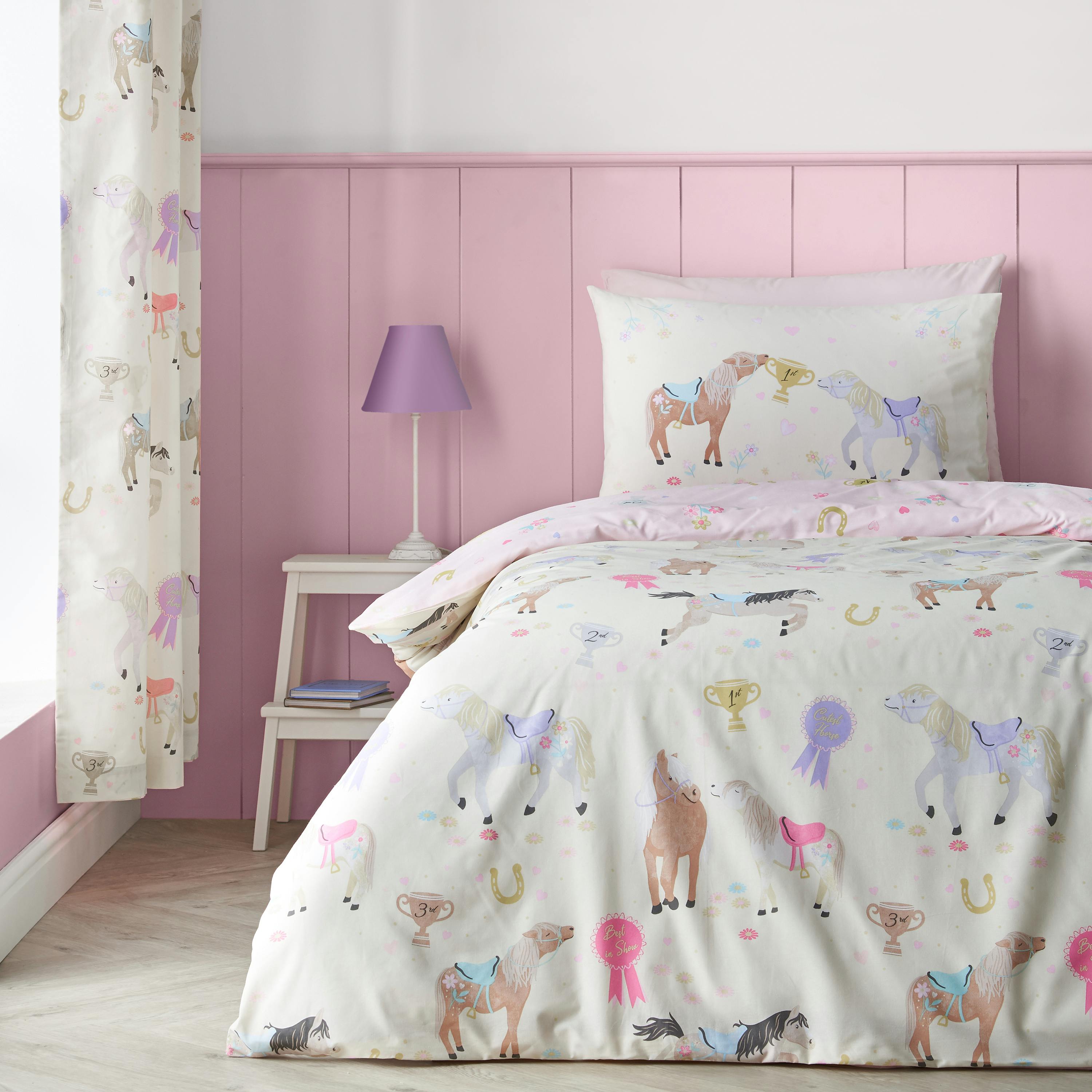Catherine Lansfield Cream Happy Horses Reversible Duvet Cover Set - Single