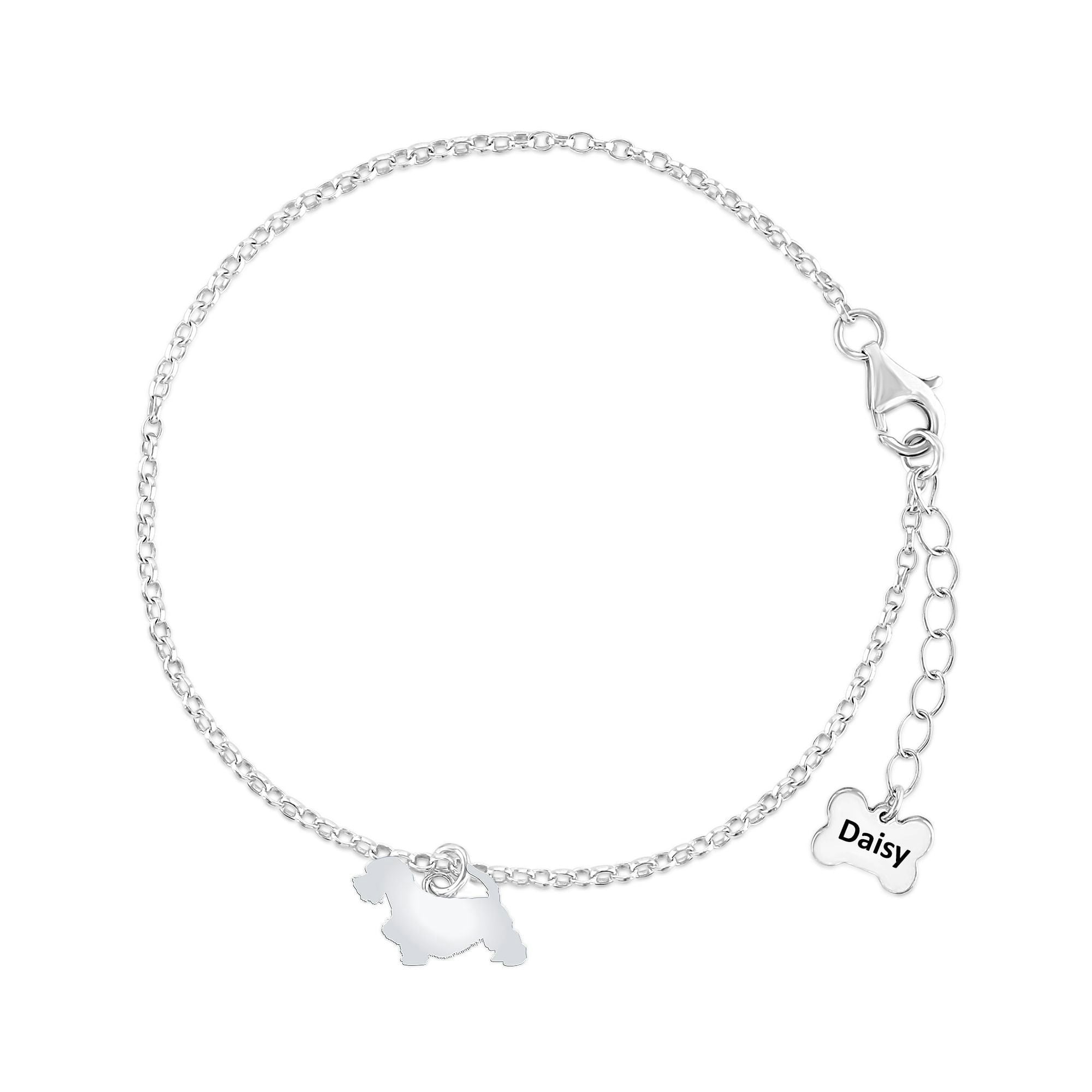 Mylee London Silver Sealyham Terrier Silhouette Chain Bracelet - Personalised - Yes
