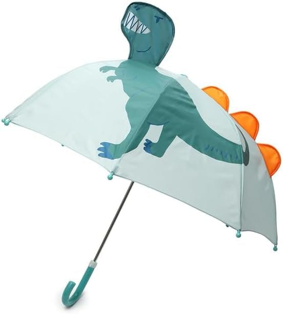 Kav Boys Kids Transparent School Umbrella And Girls - Sweet, Beautiful, Lightweight Design Dome Parasol For Your Child - Dinosaur