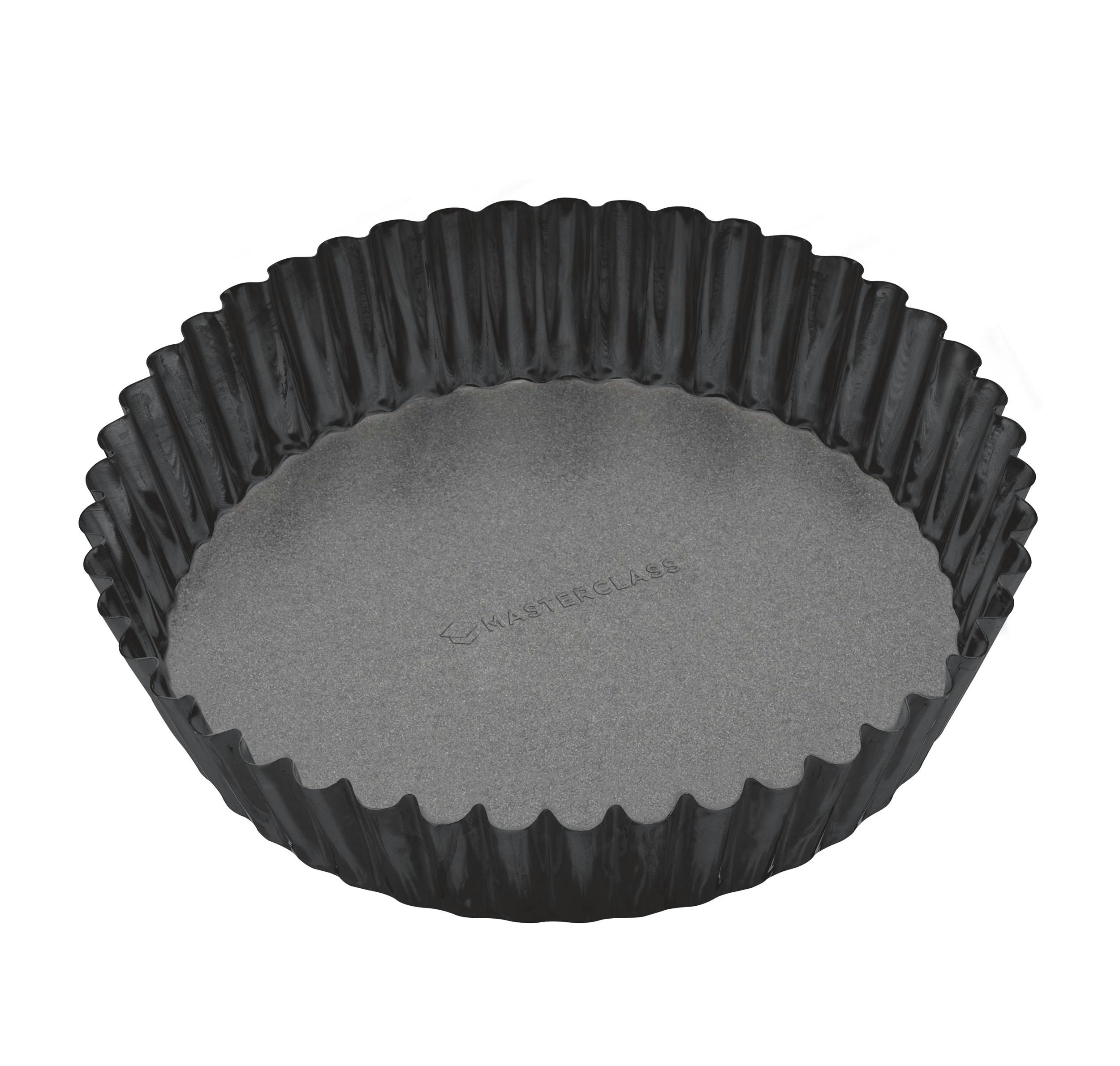 Rackhams Black Non-Stick Extra Deep Fluted Flan Tin - Steel - Baking Tin