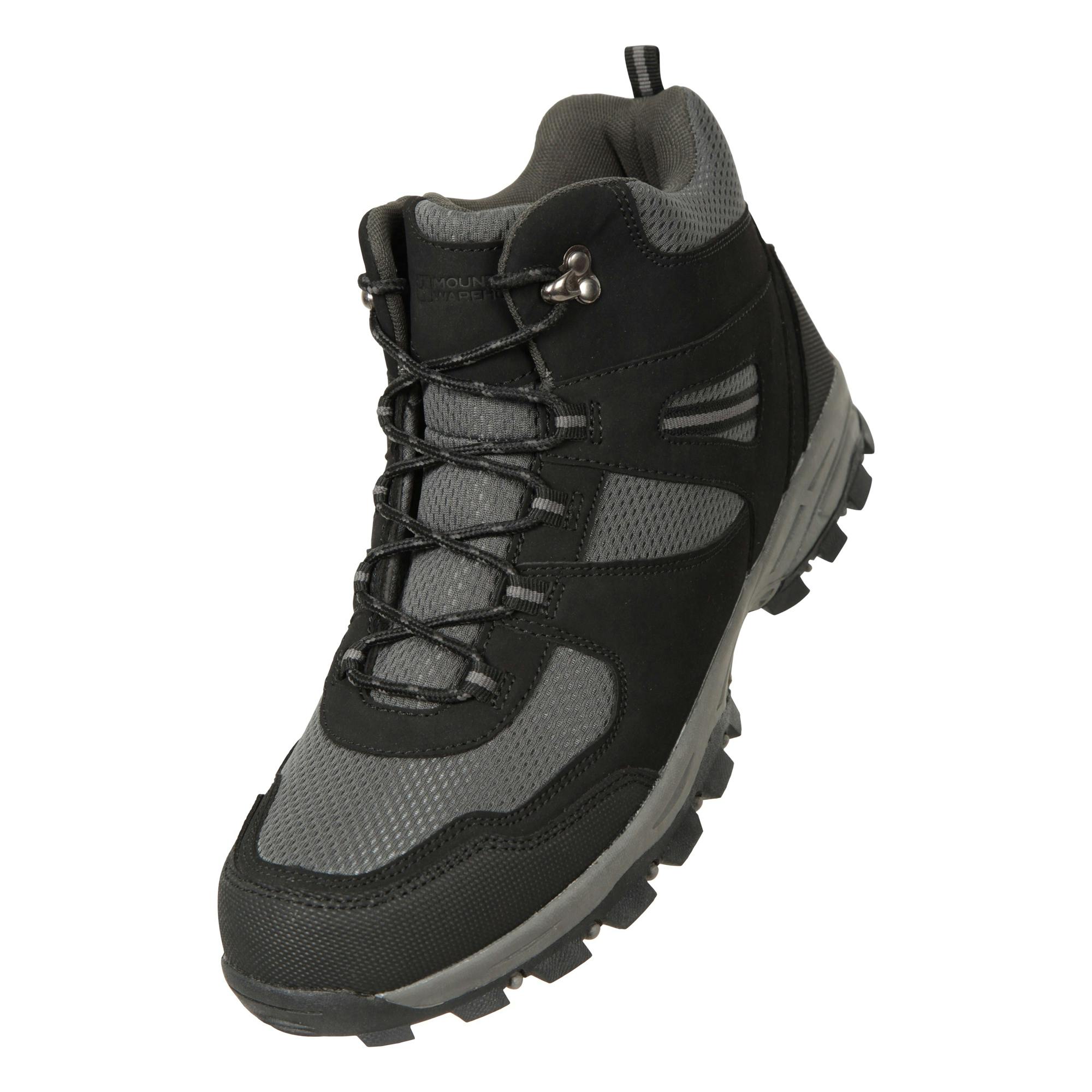Mountain Warehouse Men's Black Mcleod Wide Fit Walking Boots - Jet - 10 Uk - 90% Mesh/10% Synthetic