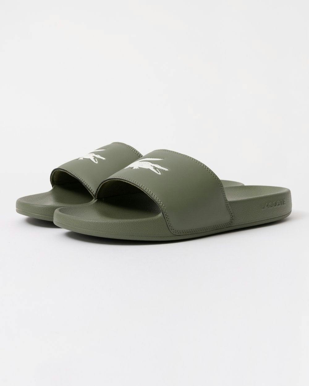 Lacoste Men's White Serve Sliders - Khaki/ 255 - Khaki/ 255 - Uk11 Eu46 Us12