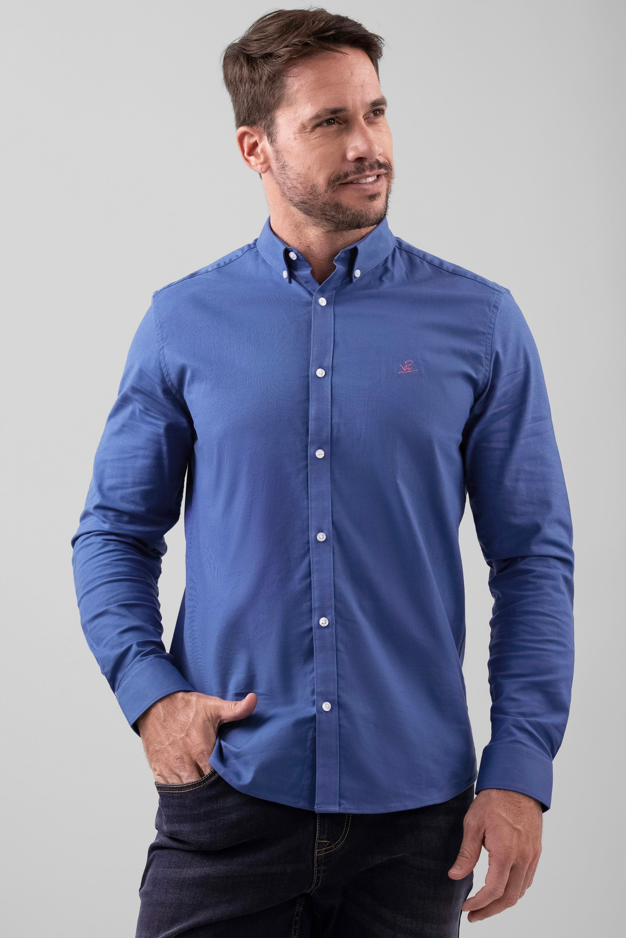 Enorsia Blue Signature Slim Fit Oxford Shirt - Xl - 98% Cotton, 2% Spandex