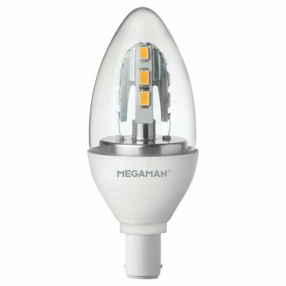 Megaman White 143485 6W Led B15 Sbc 2800K Warm Dimmable 470 Lumens 50000 Hours