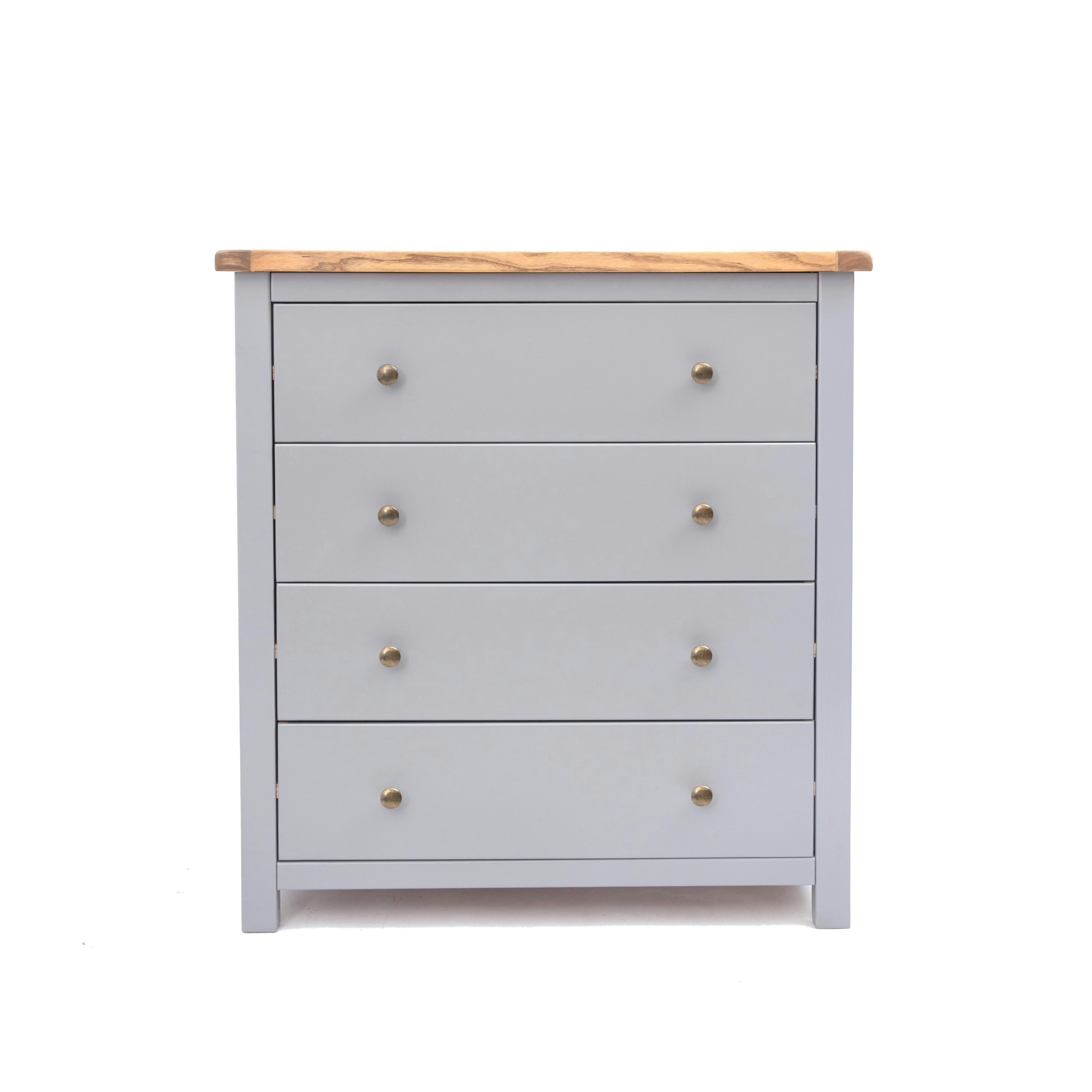 Rackhams Grey Mirano 4 Drawer Chest Of Drawers Brass Knob