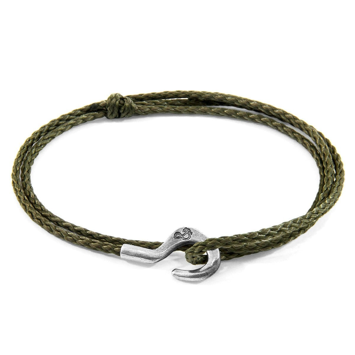 Anchor & Crew Green/Silver Khaki Charles And Rope Skinny Bracelet