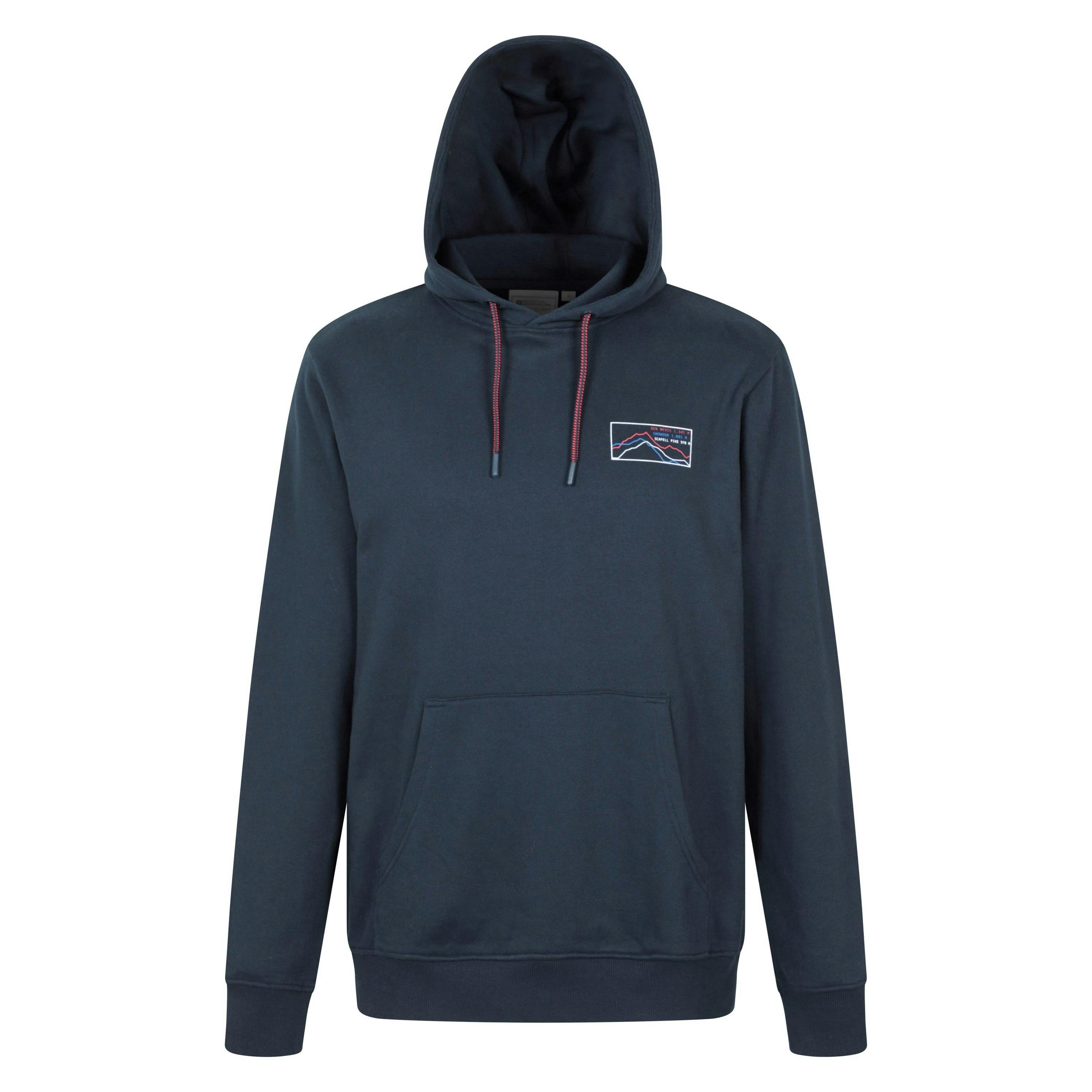 Mountain Warehouse Men's Dark/Blue 3 Peaks Mountain Hoodie - Xs - 60% Cotton/40% Polyester