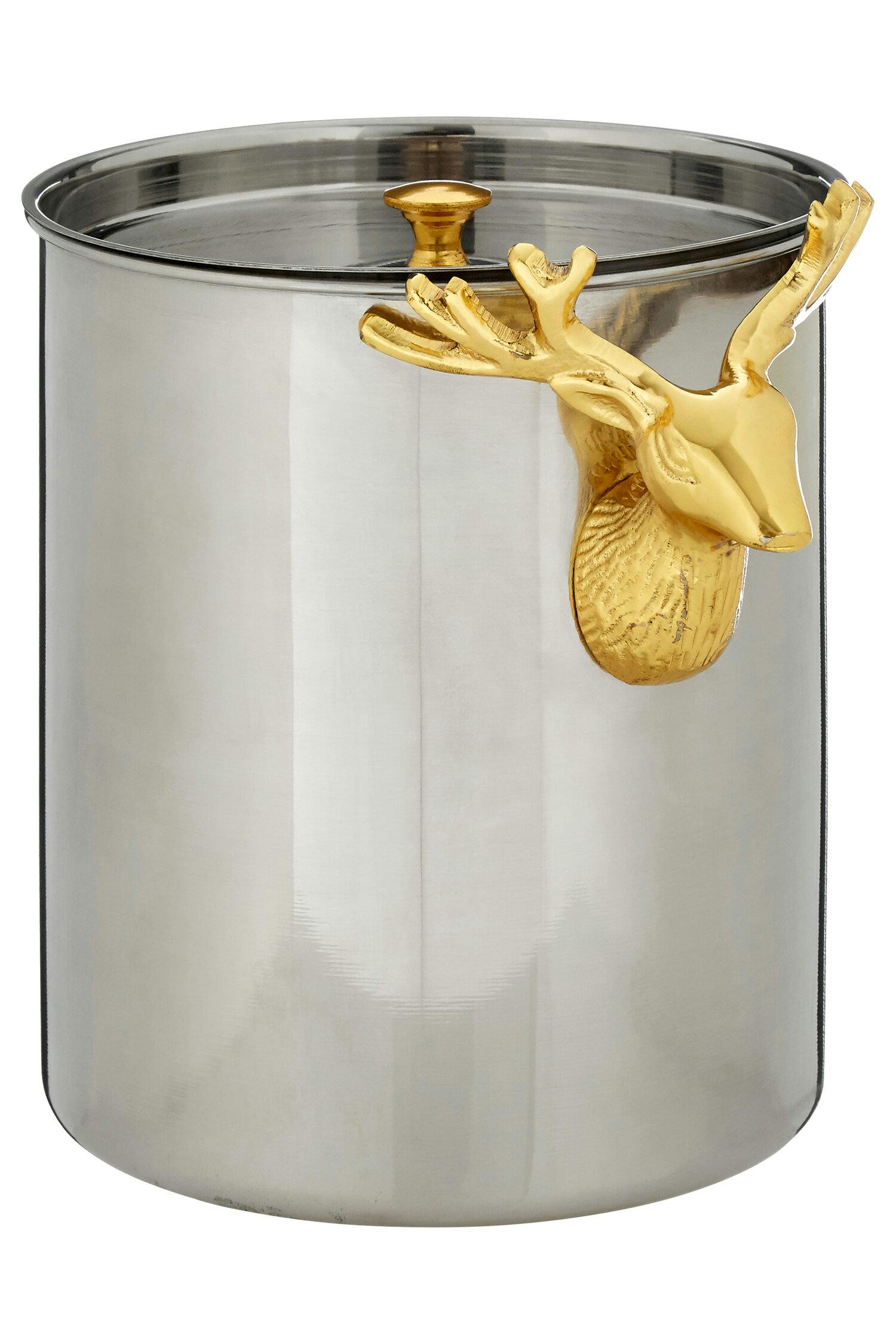 Premier Housewares Ice Bucket Stainless Steel Drinks Bucket Wine Cooler Bucket With Handle Ice Bucket For Home Bar Ice Bucket With Lid 16 x 17 x 16 - Image 3