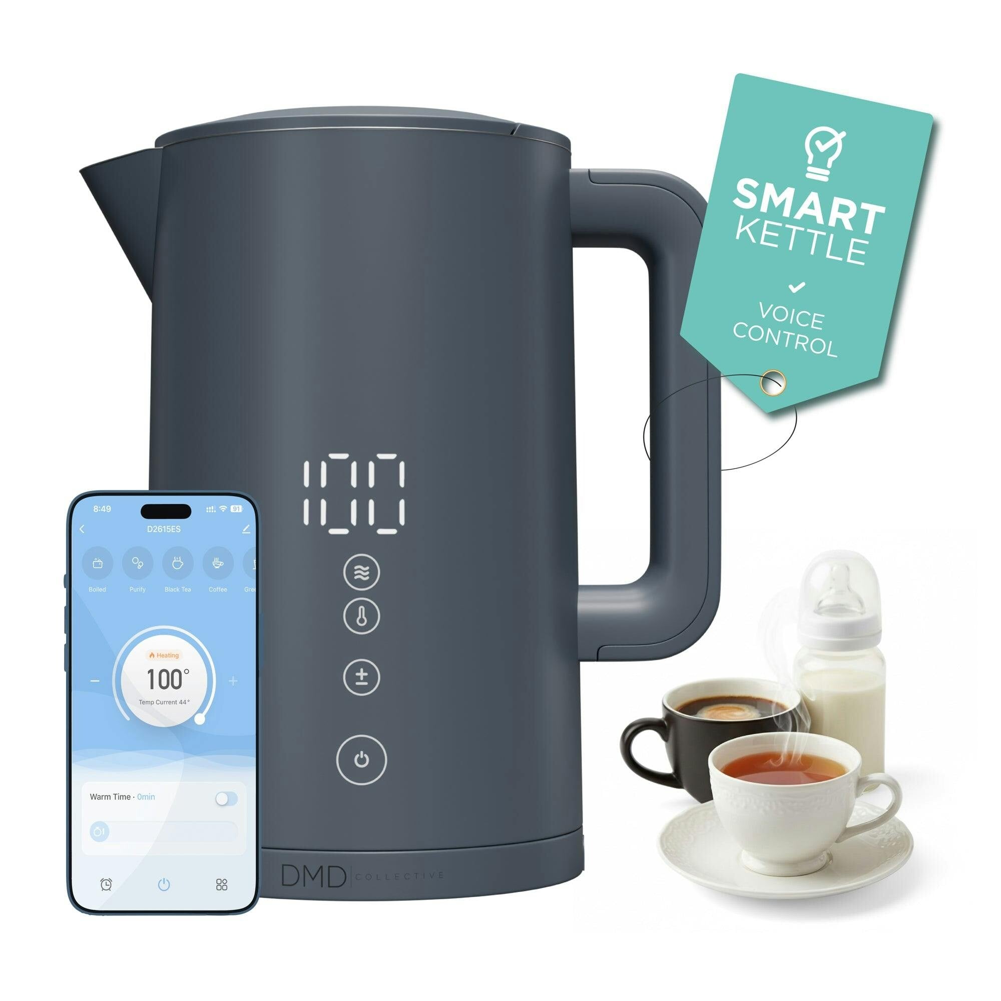 Dmd Collective Unisex Navy Smart Kettle, Wi-Fi Touchscreen, App & Voice Control, 2200W In 1.5L - Image 5