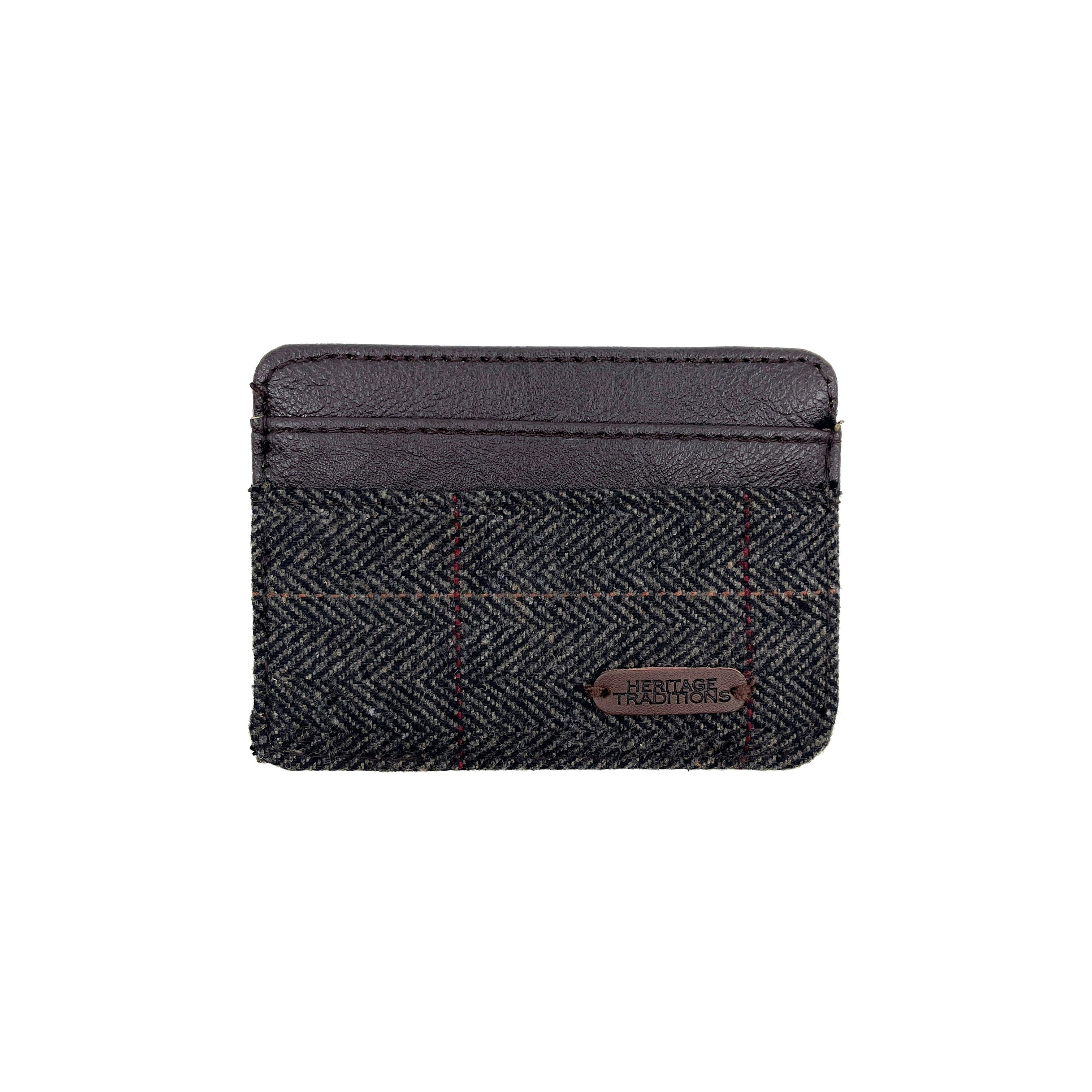 Heritage Traditions Grey Tweed Card Holder - Box Check