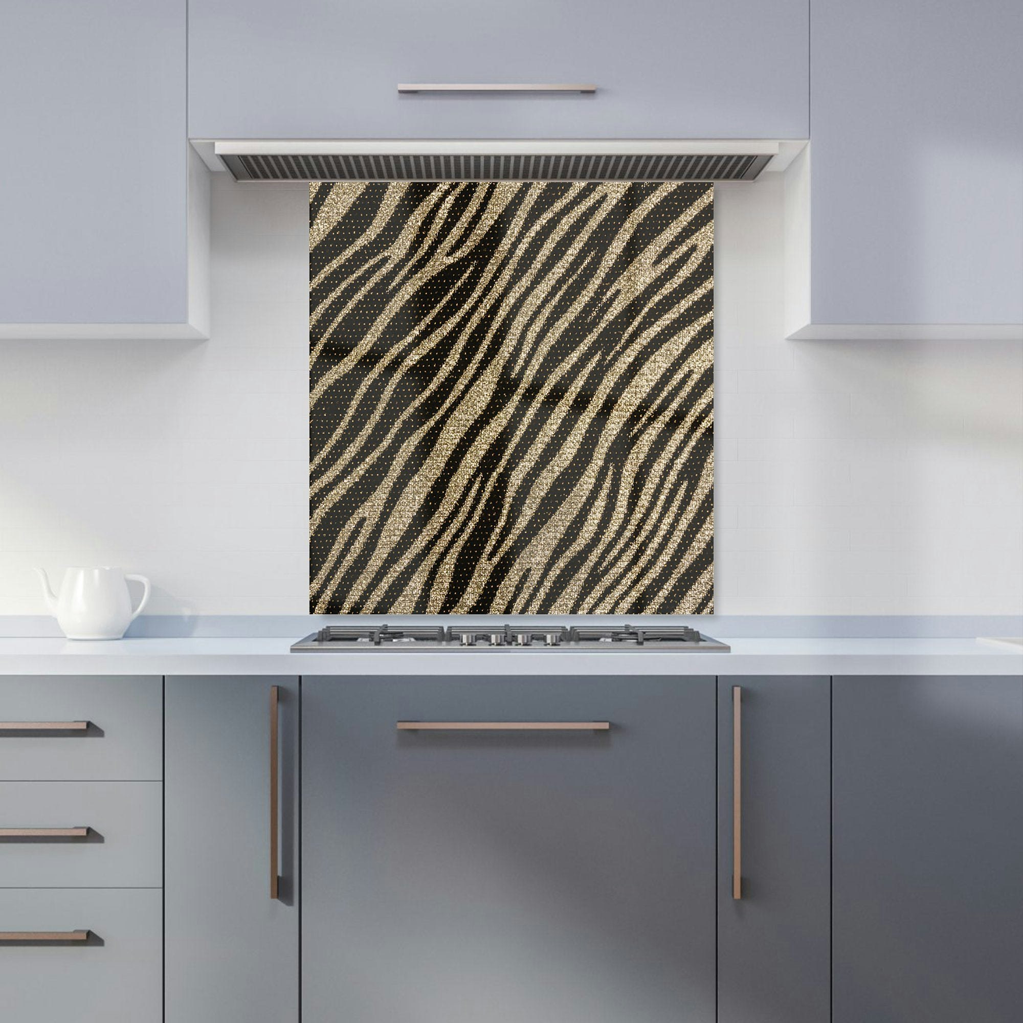 Warren Reed Golden - Designer Zebra Print Kitchen Splashback - W700mm X H650mm