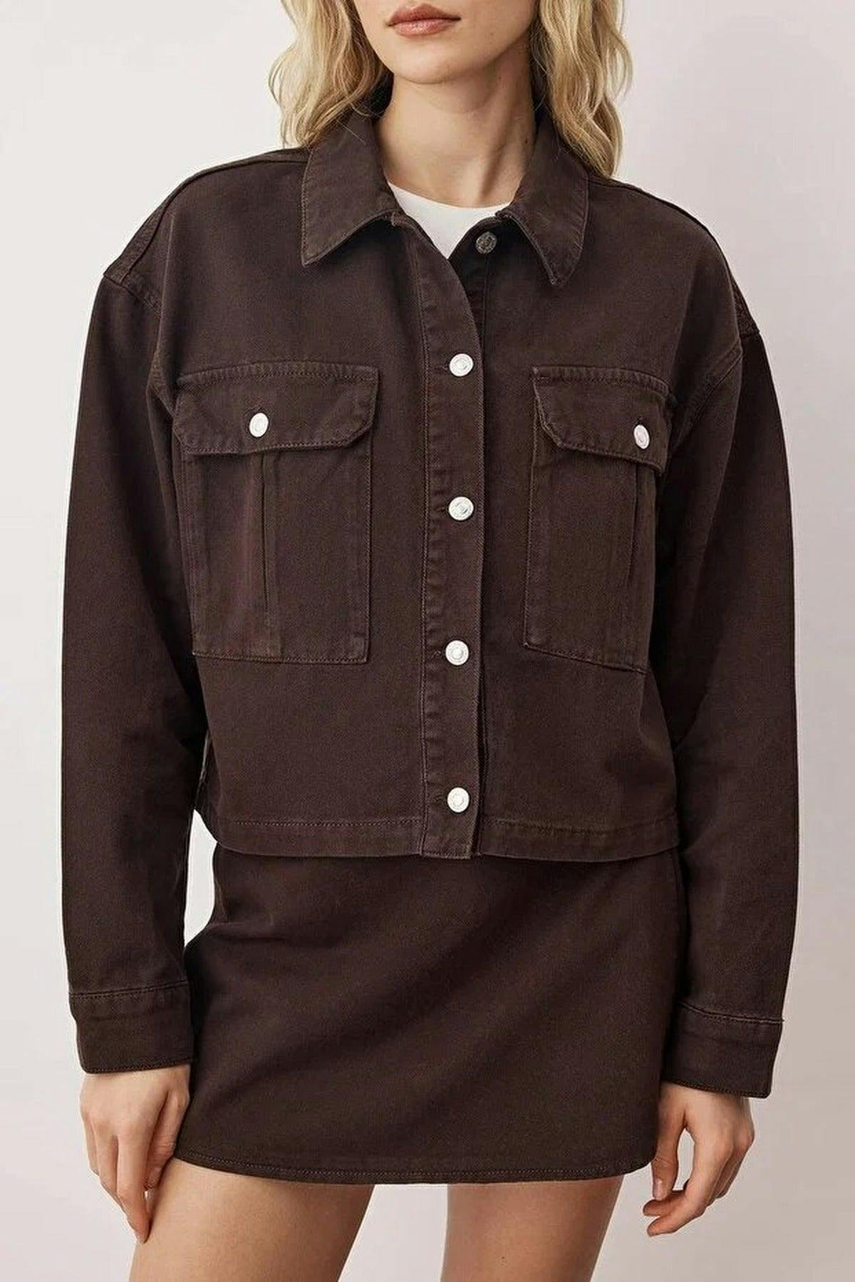 Wovcor Brown Regular Denim Jacket With Pocket Detail - Xl