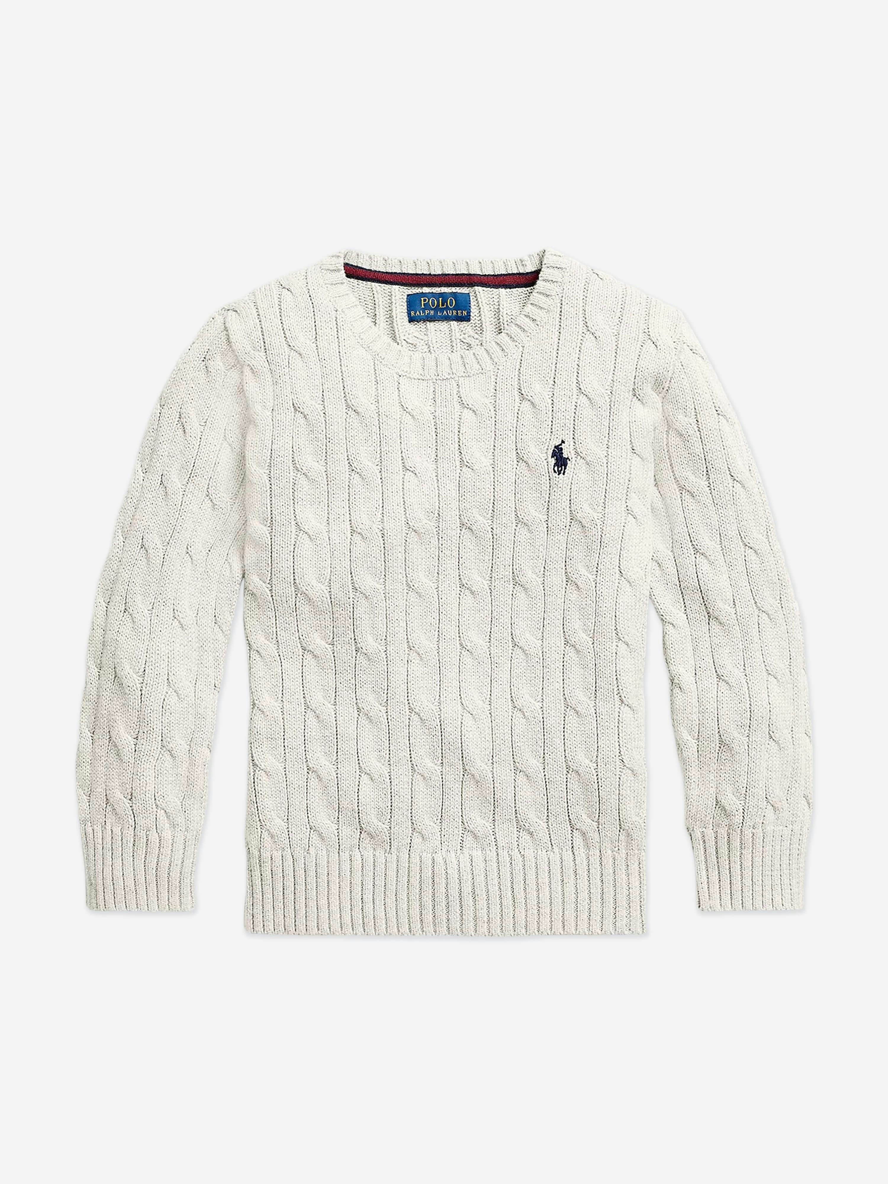 Ralph Lauren Kids Boys White Ralph Lauren Cable Knit Jumper In - 14-16 Yrs (L)