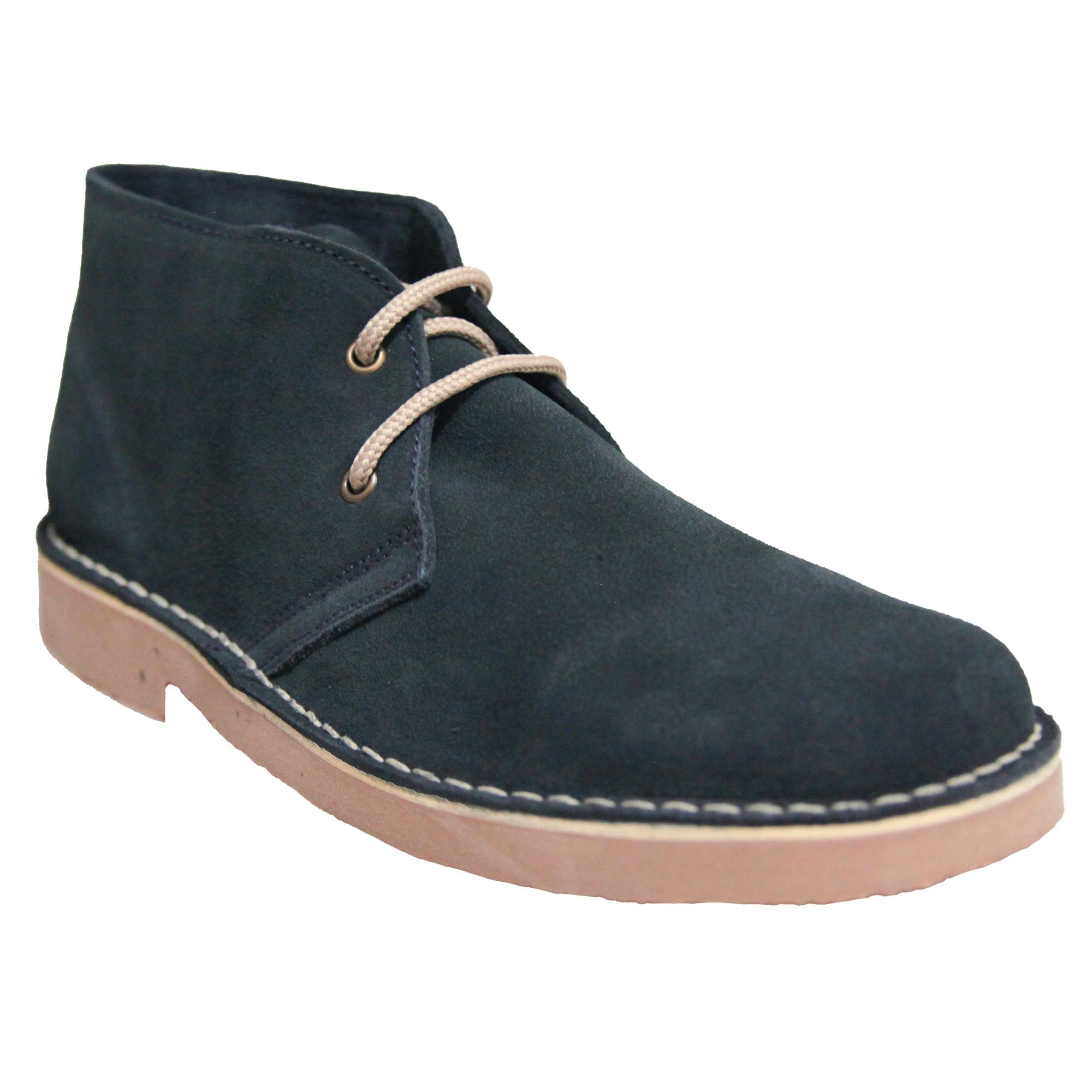 Roamers Men's Real Suede Unlined Desert Boots - Navy - 4 Uk - Navy - 90% Suede Leather/10% Tpr