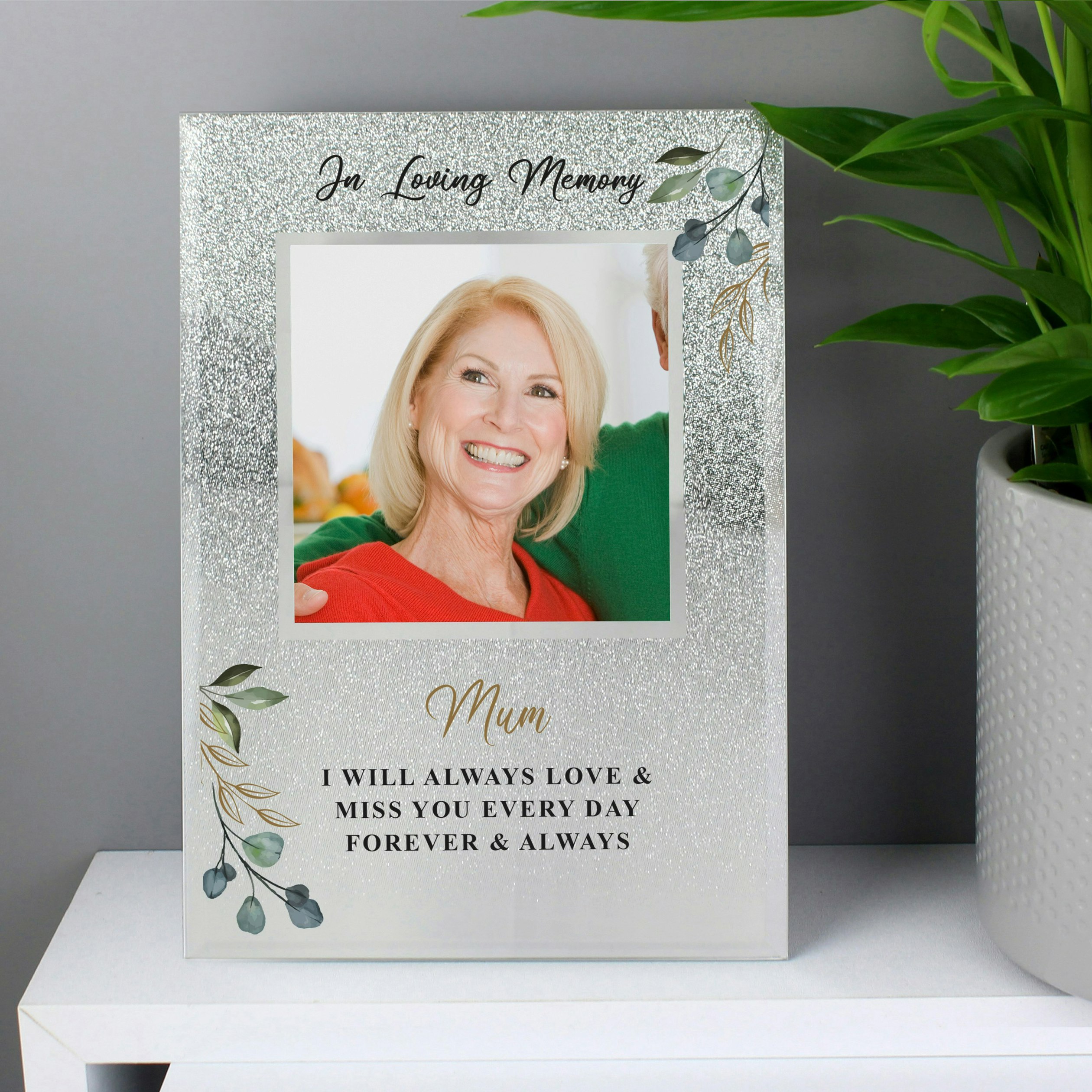 Personalised Memento Company Personalised In Loving Memory 4X4 Glitter Frame