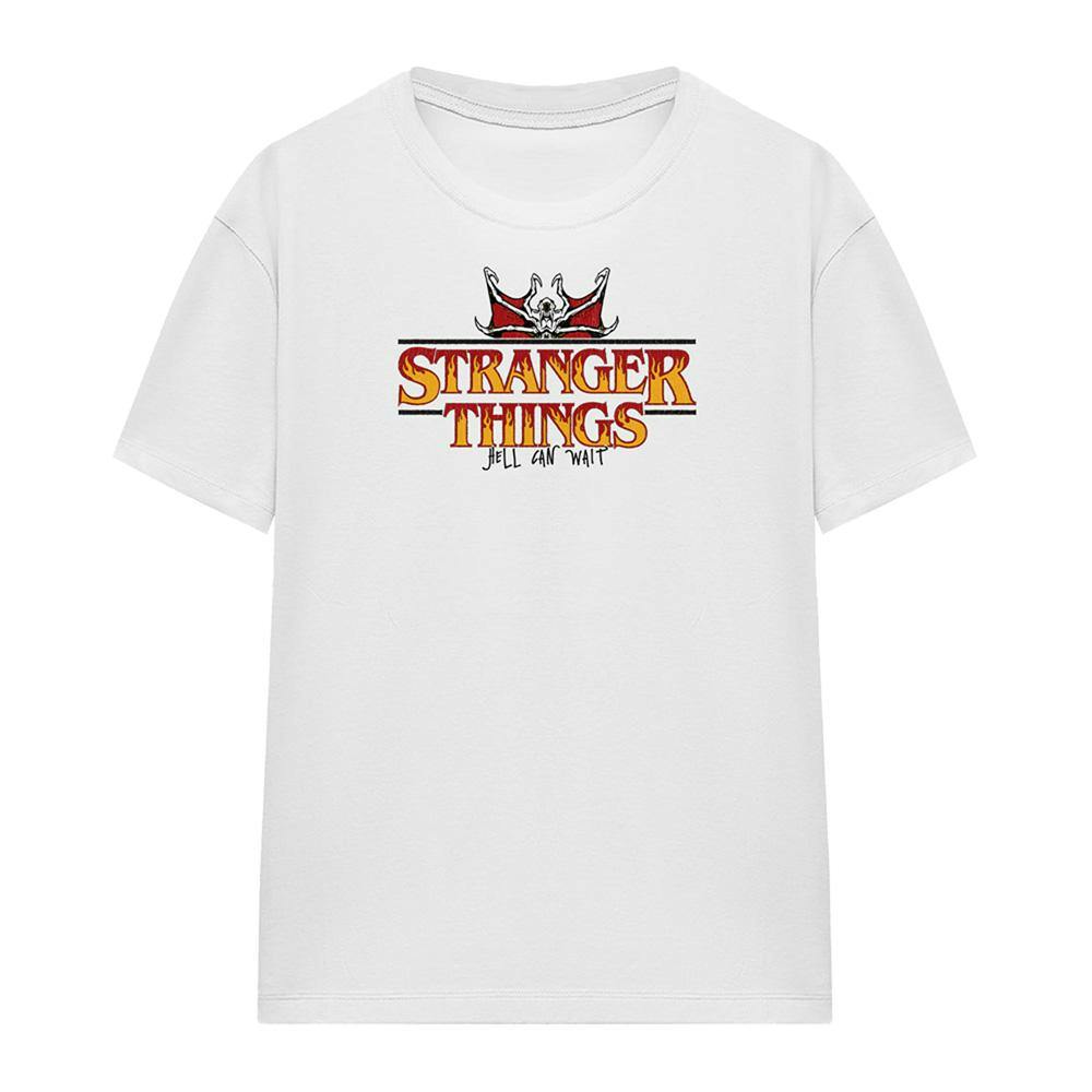 Stranger Things Women's White Flame Logo T-Shirt - Xl