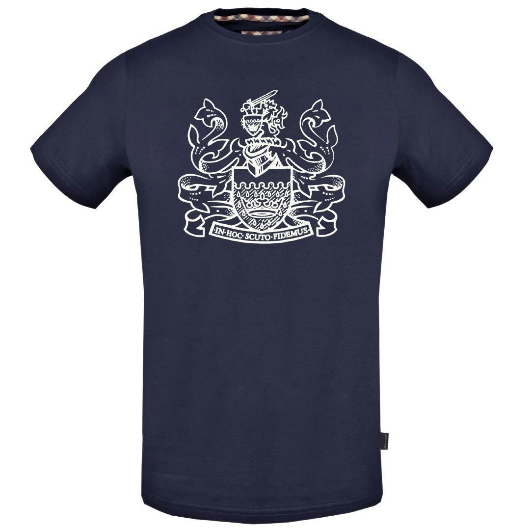 Aquascutum Men's Blue Crest T-Shirt - Navy - Navy - S - 95% Cotton/5% Elastane