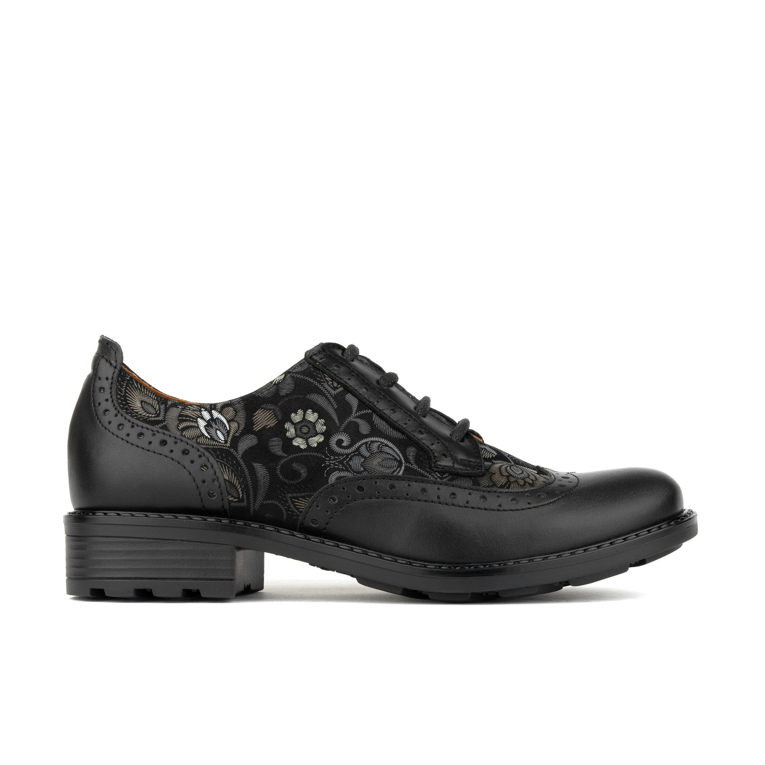 Embassy London Women's Black Dreamfiters - Emboss - Round Toe Leather Derby Shoe On Durable Rubber Sole - Uk 5 / Eu 38 / Us 7