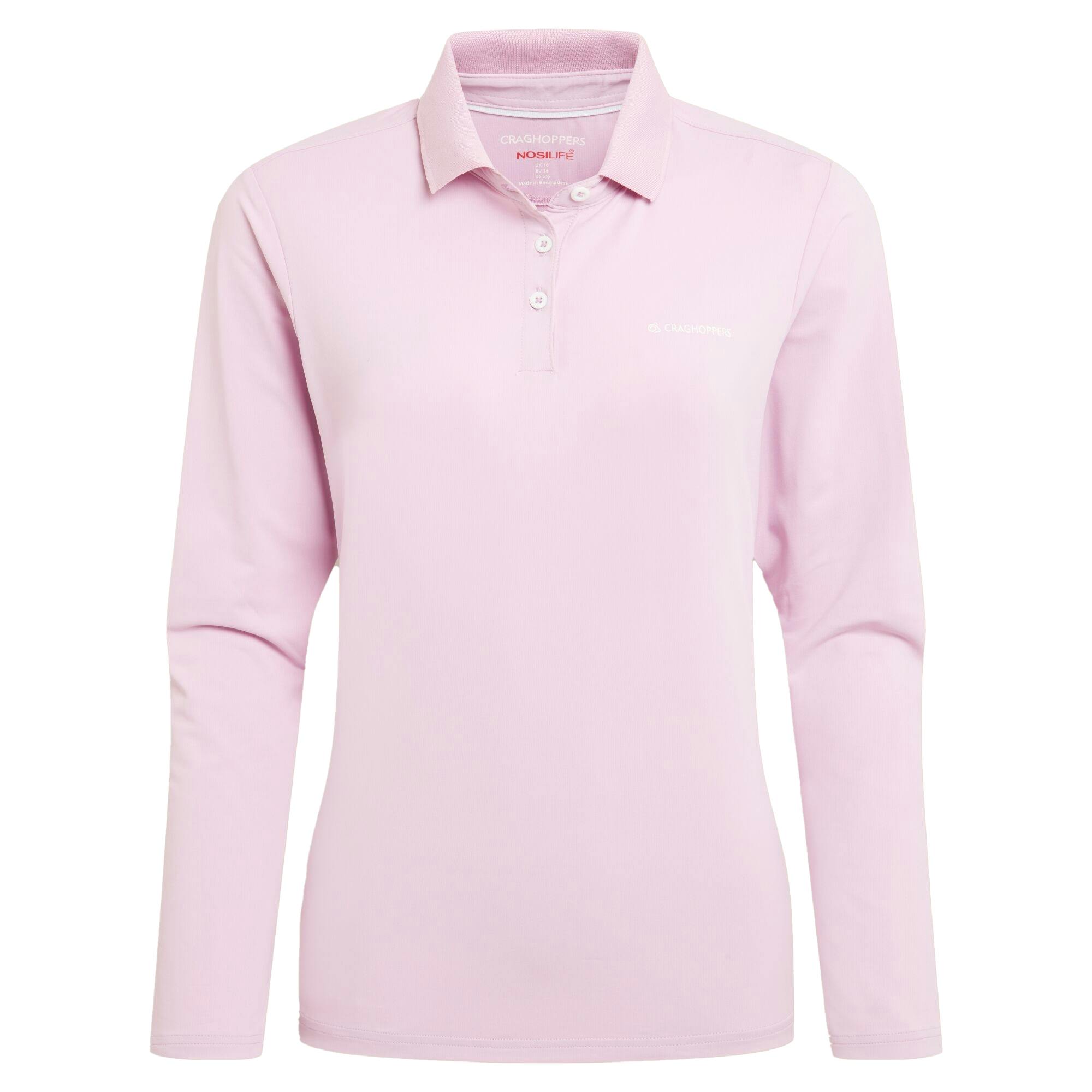 Craghoppers Women's Thornbury Nosilife Long-Sleeved Golf Polo Shirt - Orchid - 16 Uk - Orchid - 62% Recycled Polyester/28% Polyester/10% Elastane