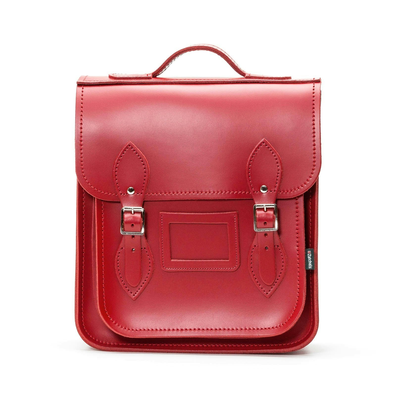 Zatchels Red Handmade Leather City Backpack - Small