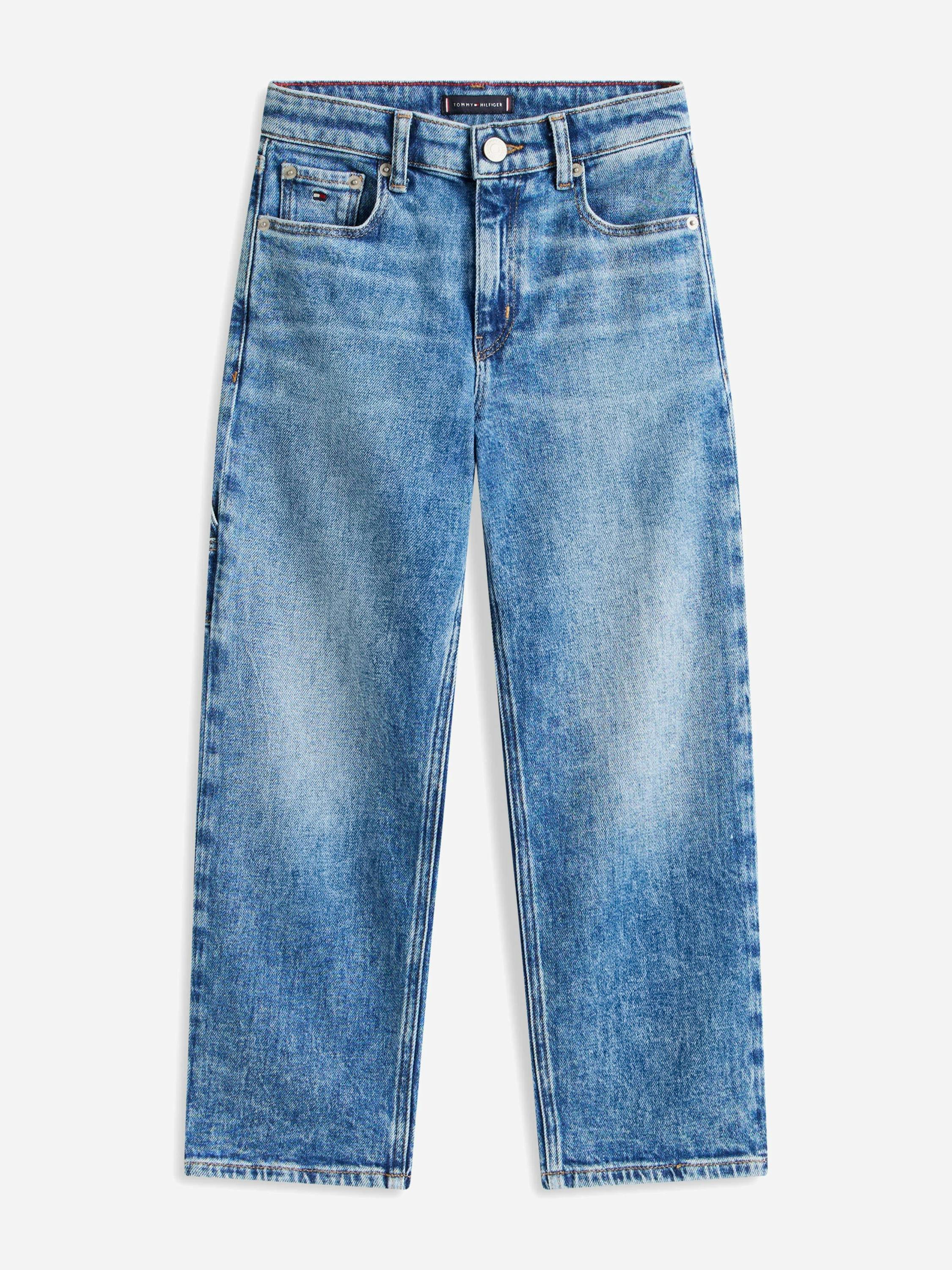 Tommy Hilfiger Boys Blue Heritage Flag Baggy Worker Jeans In - Navy - 12 Yrs