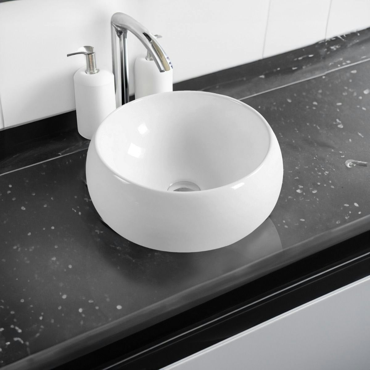 Limoge White 7812 Ceramic Domed Round Countertop Basin - Ceramic - One Size