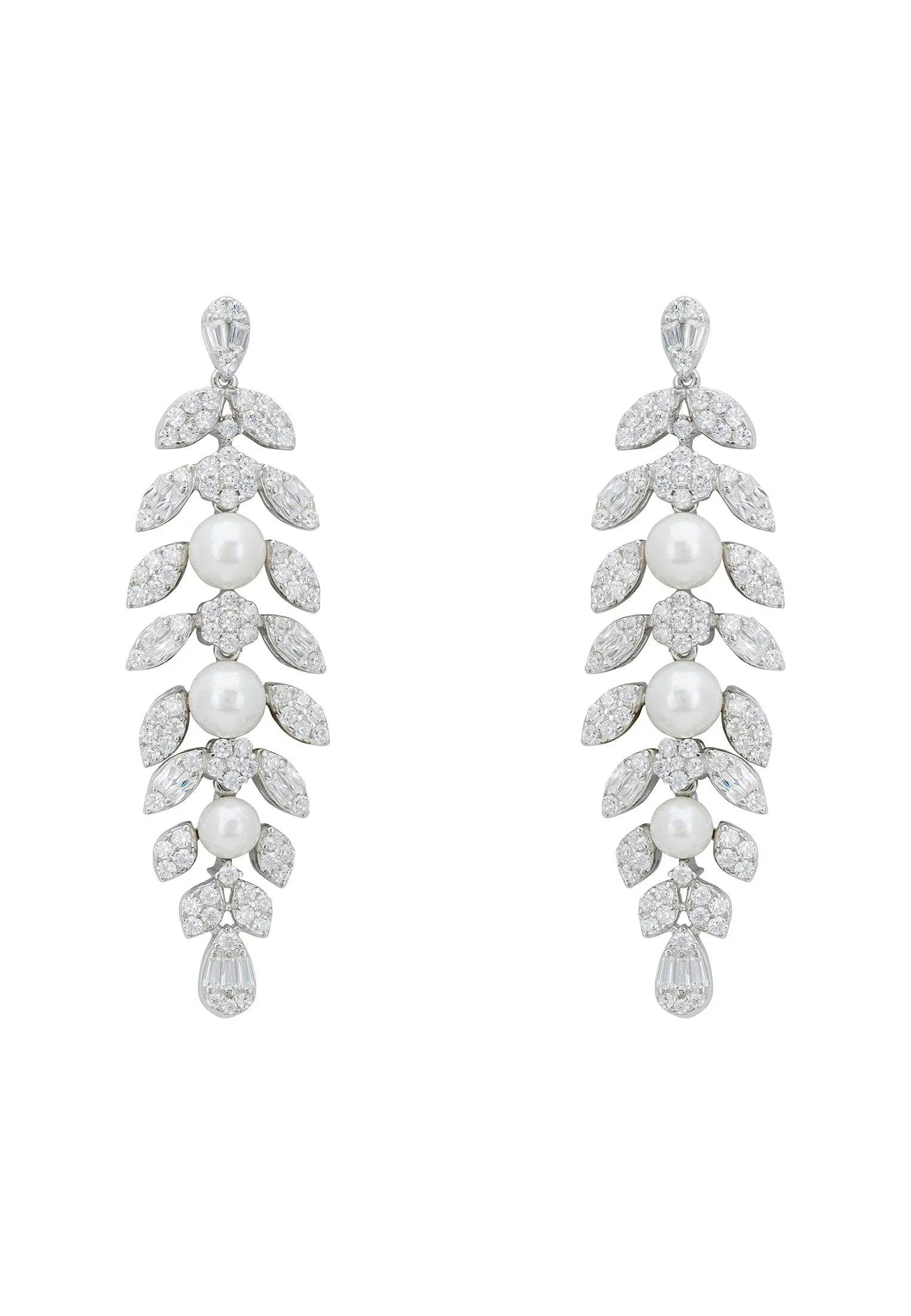 Latelita Silver Empress Pearl Petal Drop Earrings