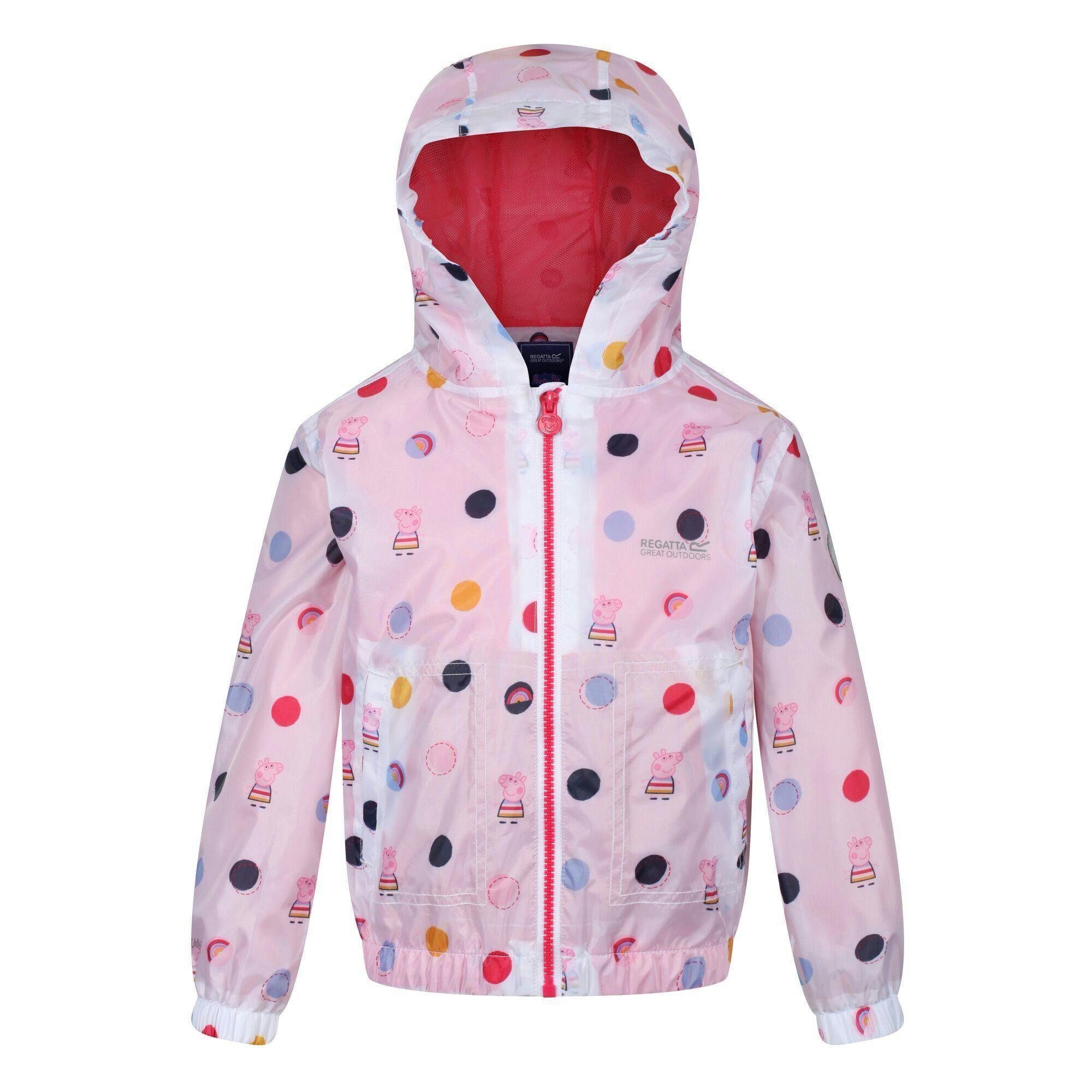 Regatta Girls Light/Pink Childrens/Kids Peppa Pig Polka Dot Hooded Waterproof Jacket - 36-48 Months - 100% Polyester