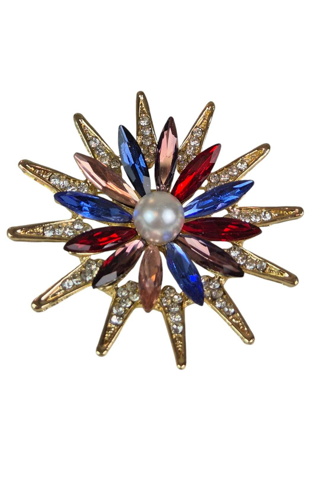 Paulo Due Diamante Daisy Style Flower Brooch - Multi