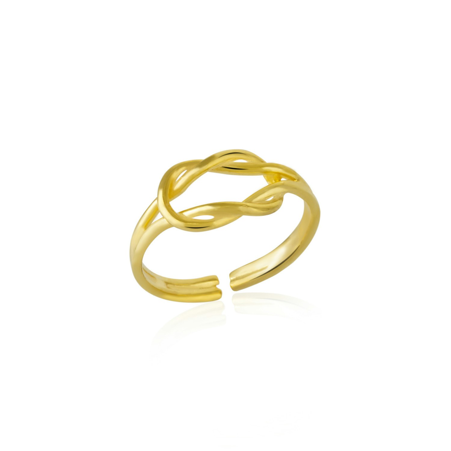 Spero London Silver/Gold Knot Sterling Adjustable Ring