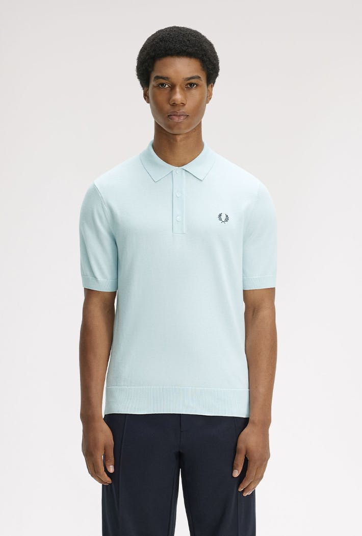 Fred Perry Blue Long Staple Cotton Knitted Shirt - Xxl