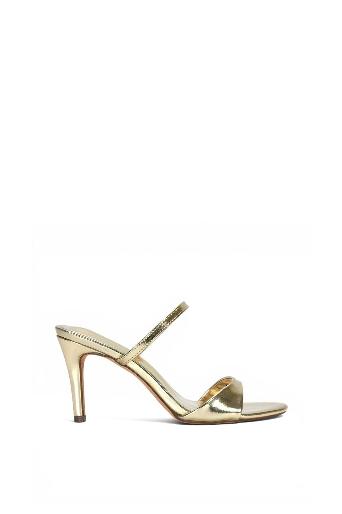 Xy London Women's Gold Slip On Stiletto Heel Mules With Open Toe - 7