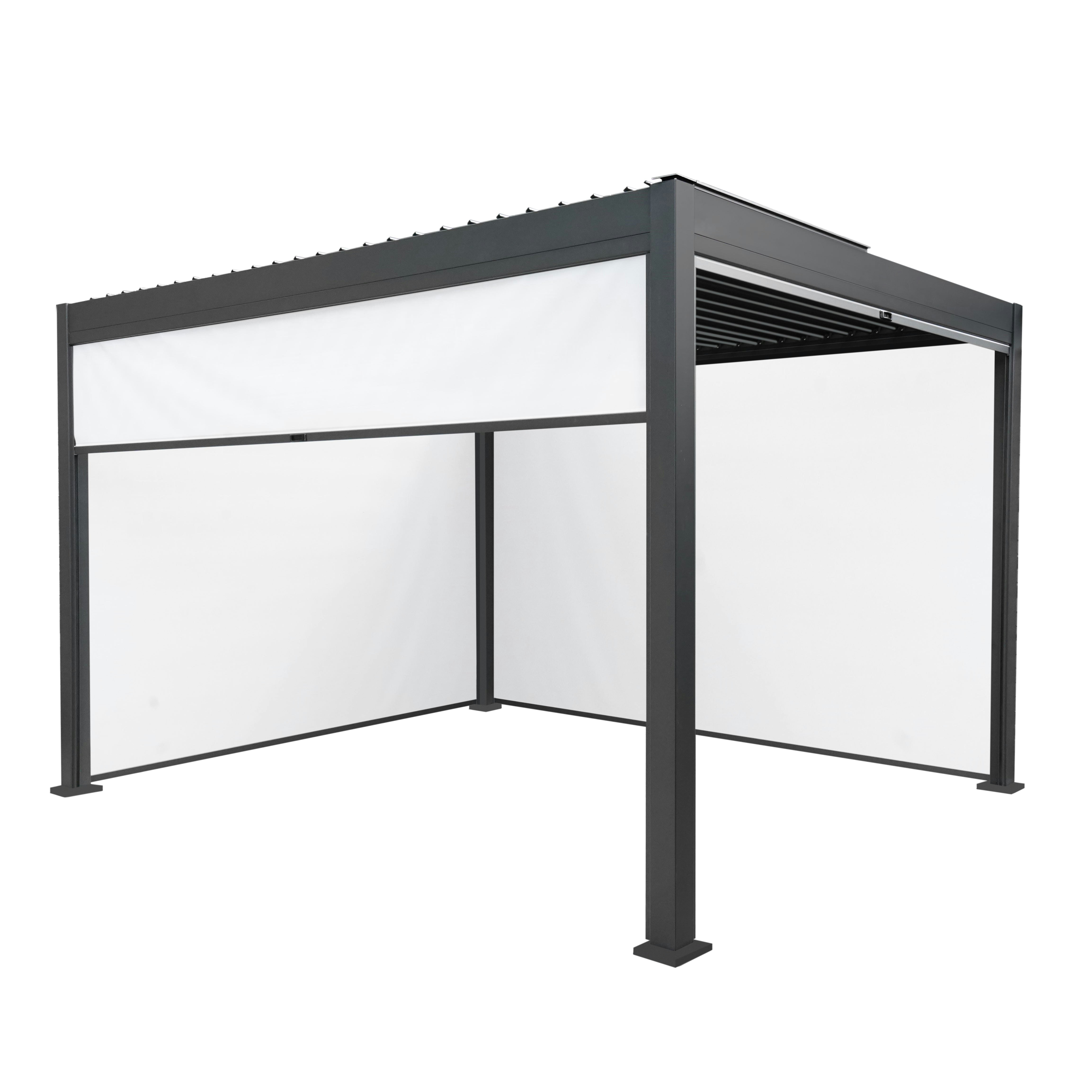 Rackhams Anthracite/White Aluminium Pergola With Blinds - 3M X 4M