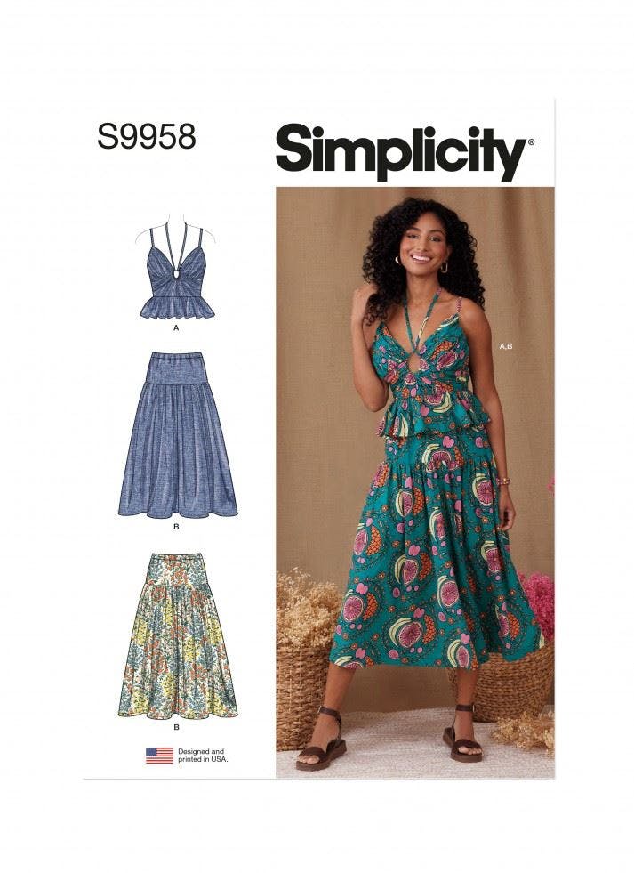 Simplicity Women's Sewing Pattern 9958, Tops, Skirts For K5 (8-10-12-14-16) - Intermediate - K5 (8-10-12-14-16)