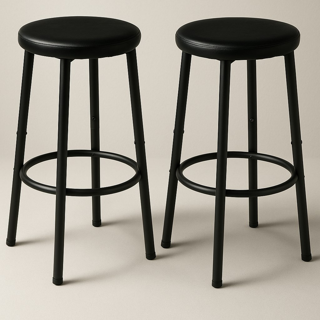 Rackhams Black Set Of 2 Kitchen Counter Height Breakfast Bar Stools