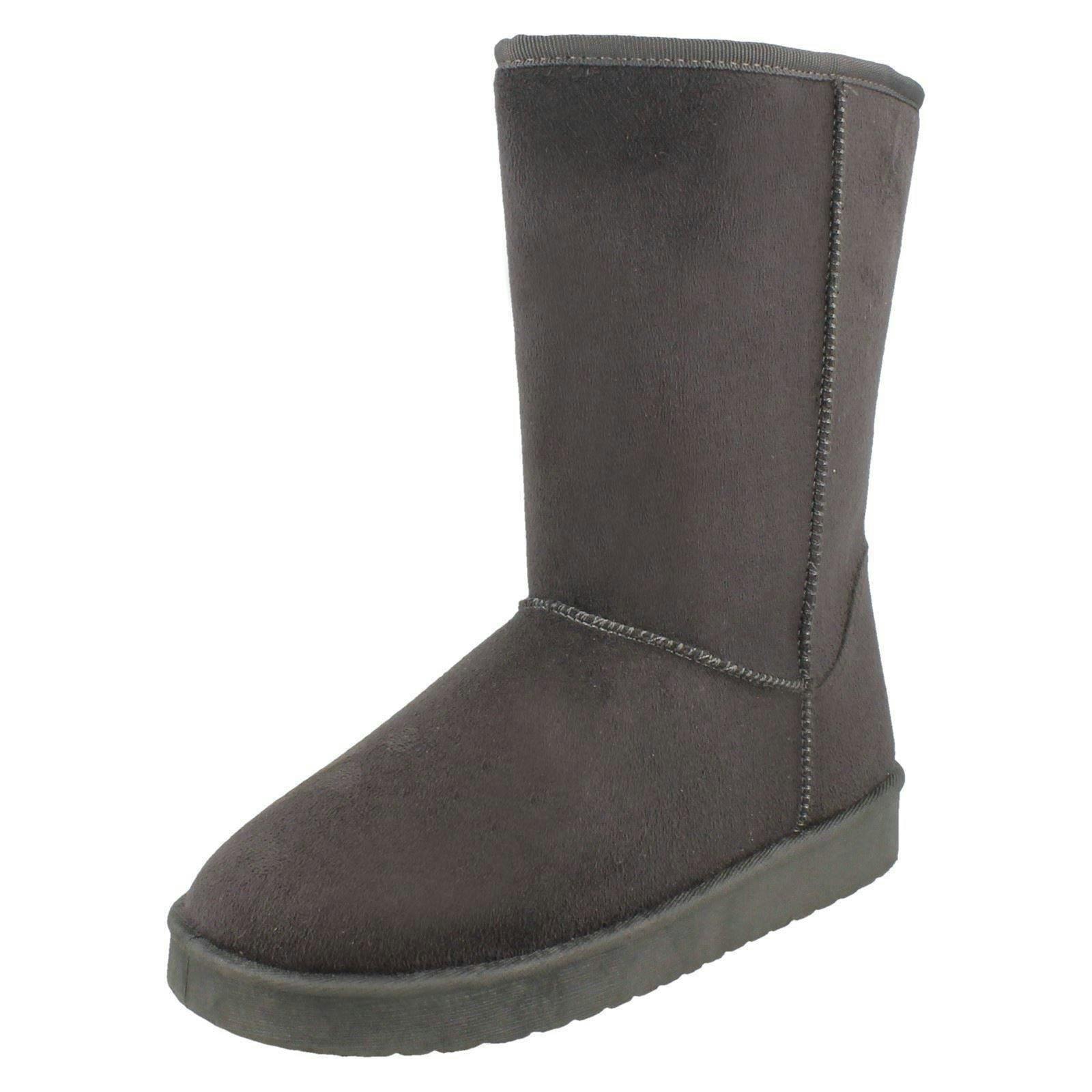 Spot On Women's Dark/Grey Mid Length Fleece Lined Boots F4406 - Uk 6
