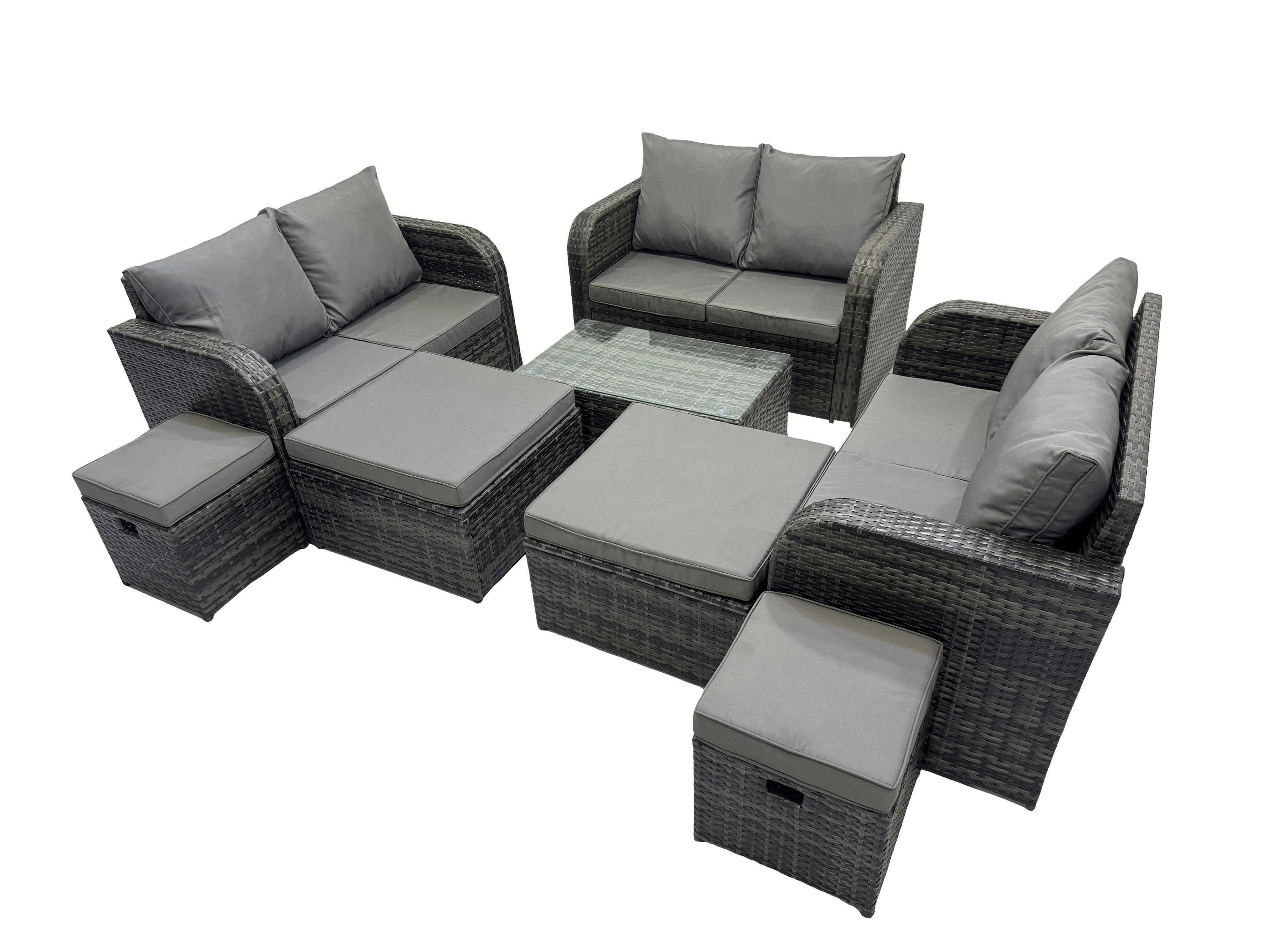 Fimous Garden Rattan Furniture Set 10 Seater With 4 Stools - Image 2