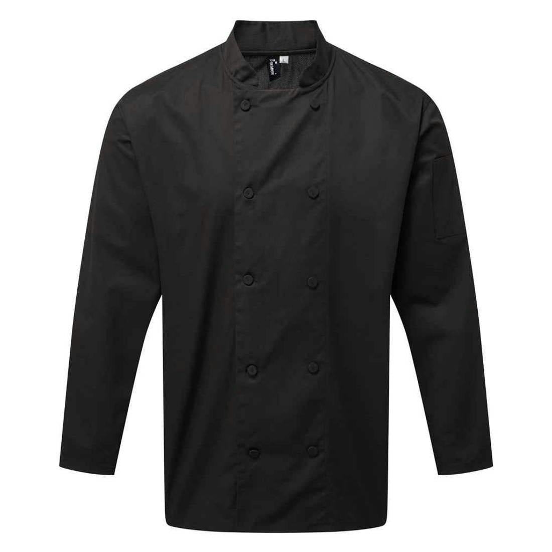 (4Xl, Black) Premier Mens Coolchecker Long-Sleeved Chef Jacket - Image 2