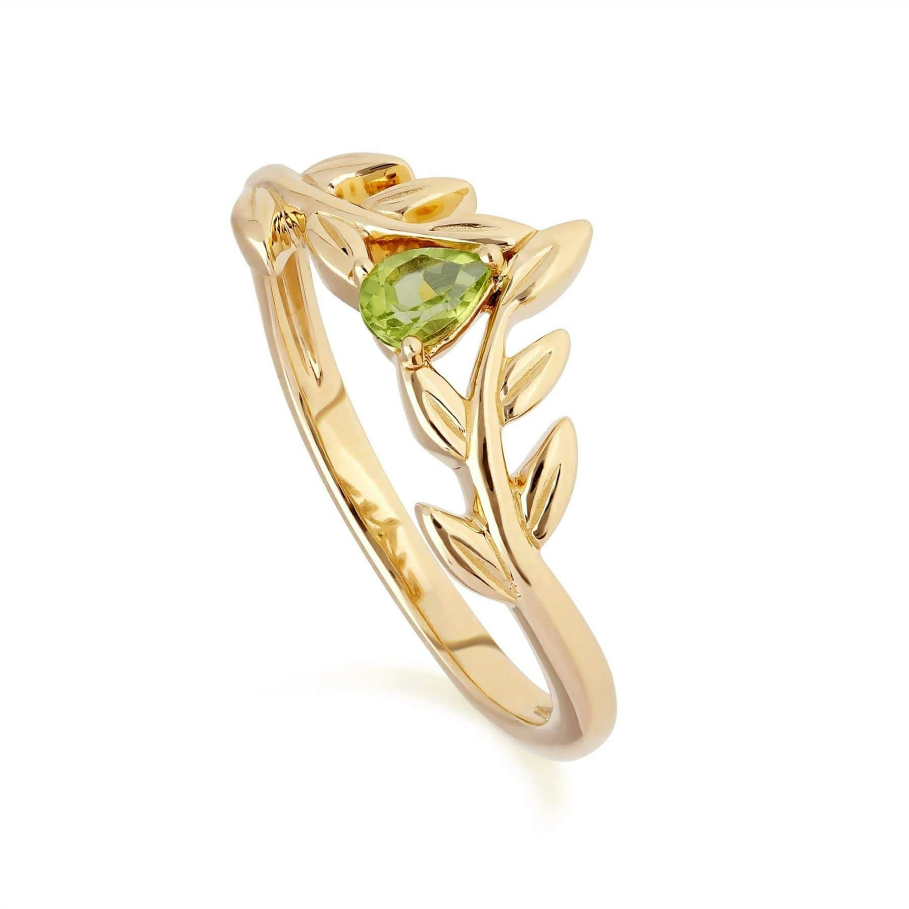 Gemondo Yellow/Gold O Leaf Peridot Wishbone Ring In 9Ct - P