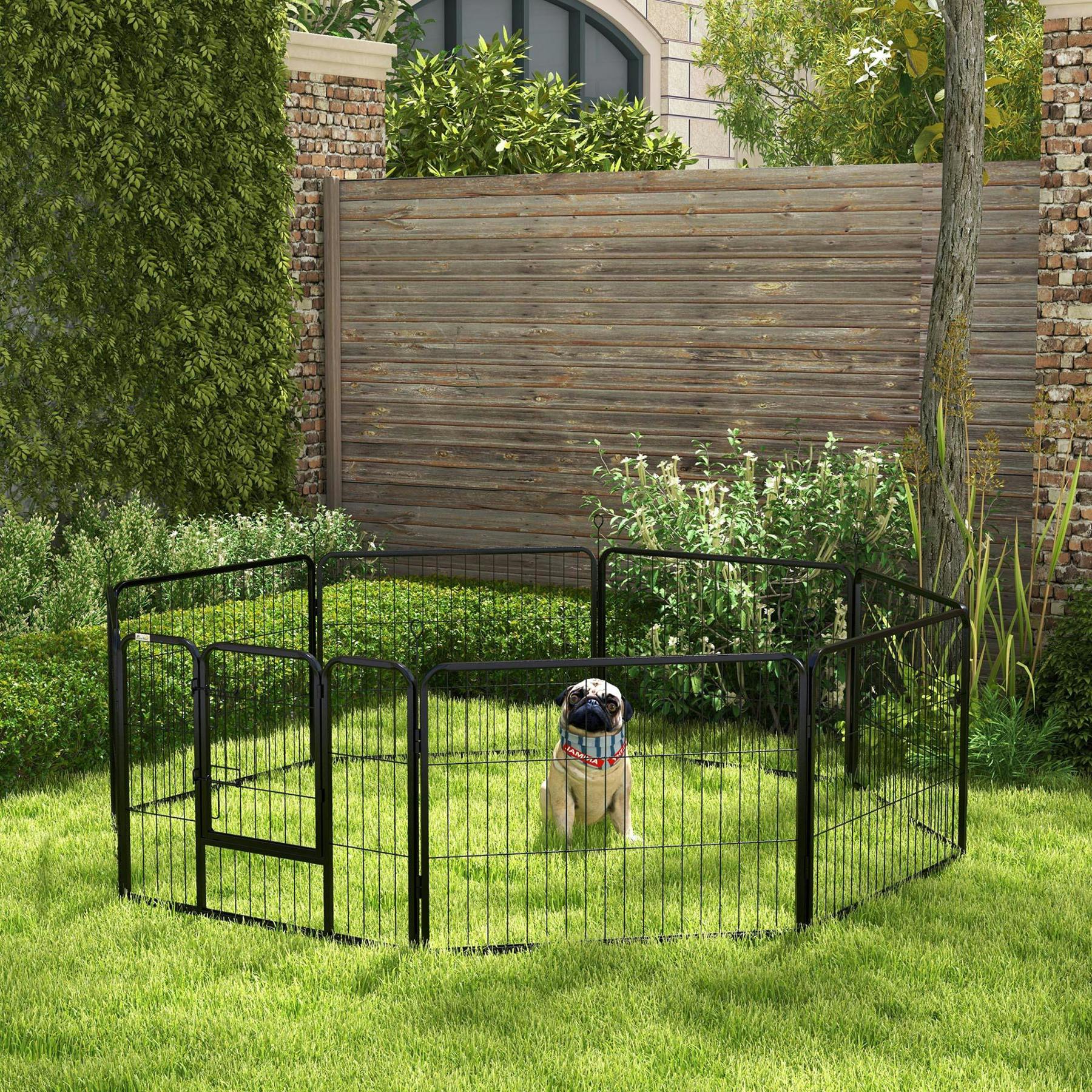 Pawhut Black Pet Pen Guinea Dog Pig Puppy Playpen Play House Steel Hutch Metal
